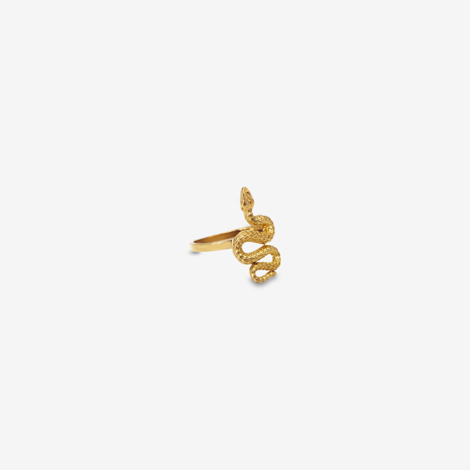 18k Gold Serpent Statement Ring | Textured Snake Wrap Ring for Women