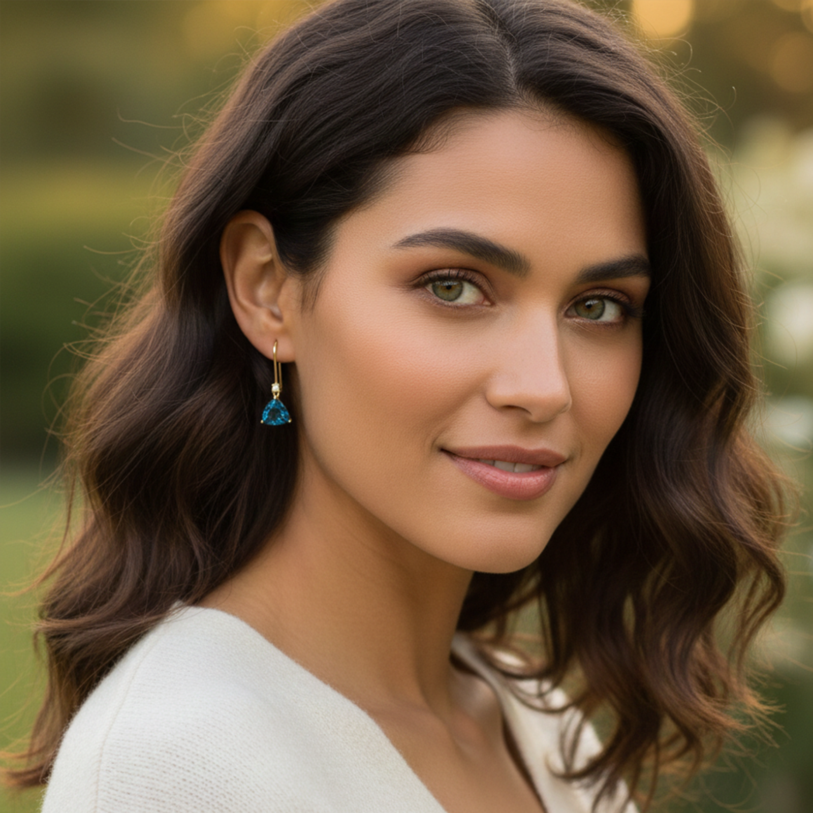 Personalized Birthstone Trillion Drop Earrings | 18K Gold Custom Birthstone Jewelry