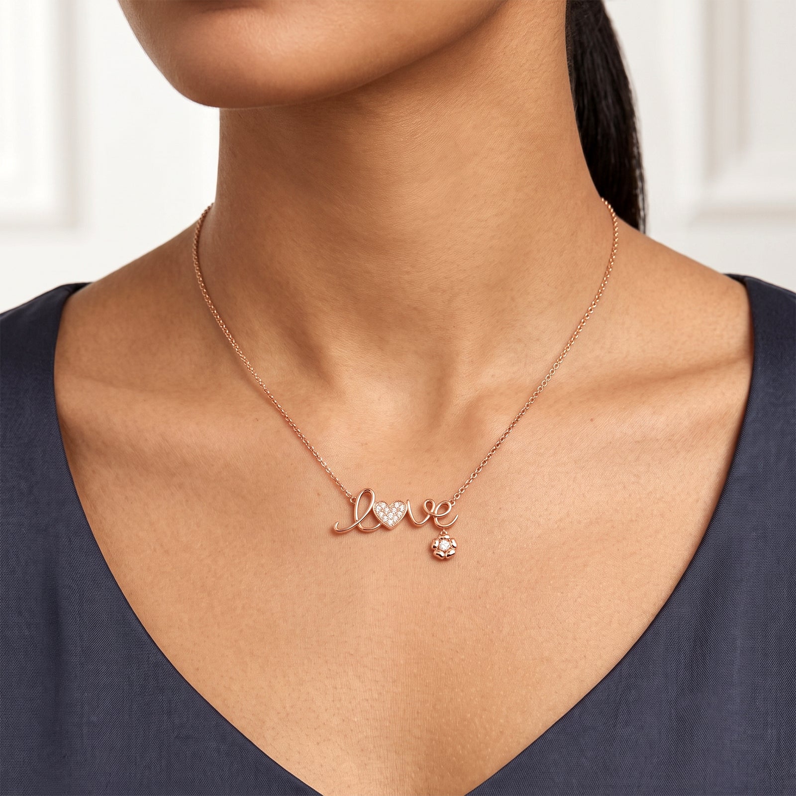 18K Gold "LOVE" Script Diamond Pendant Necklace | DIVA X DIAN Collection
