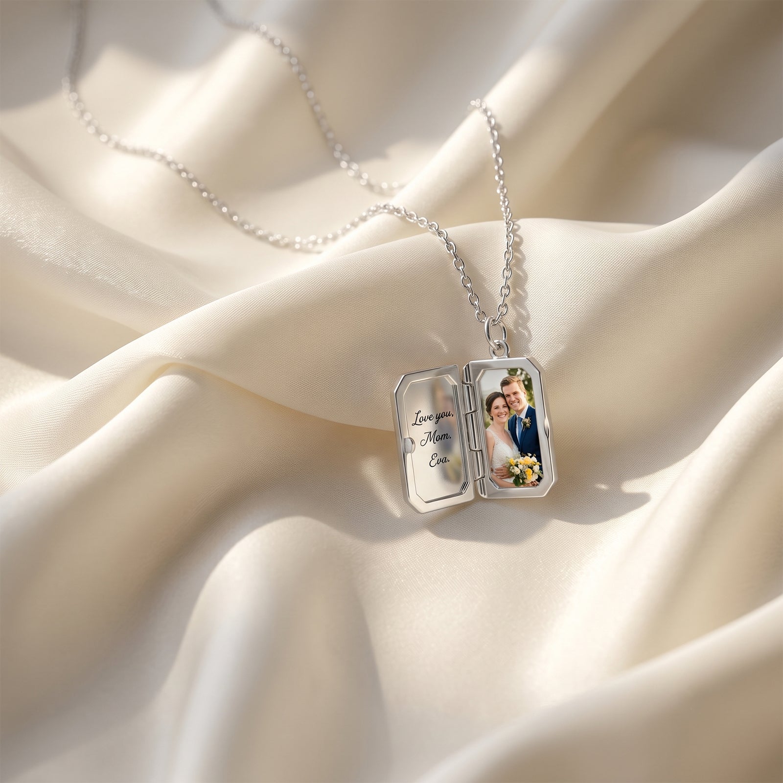 18K Gold Starburst Locket Necklace with Turquoise | Personalized Photo Locket