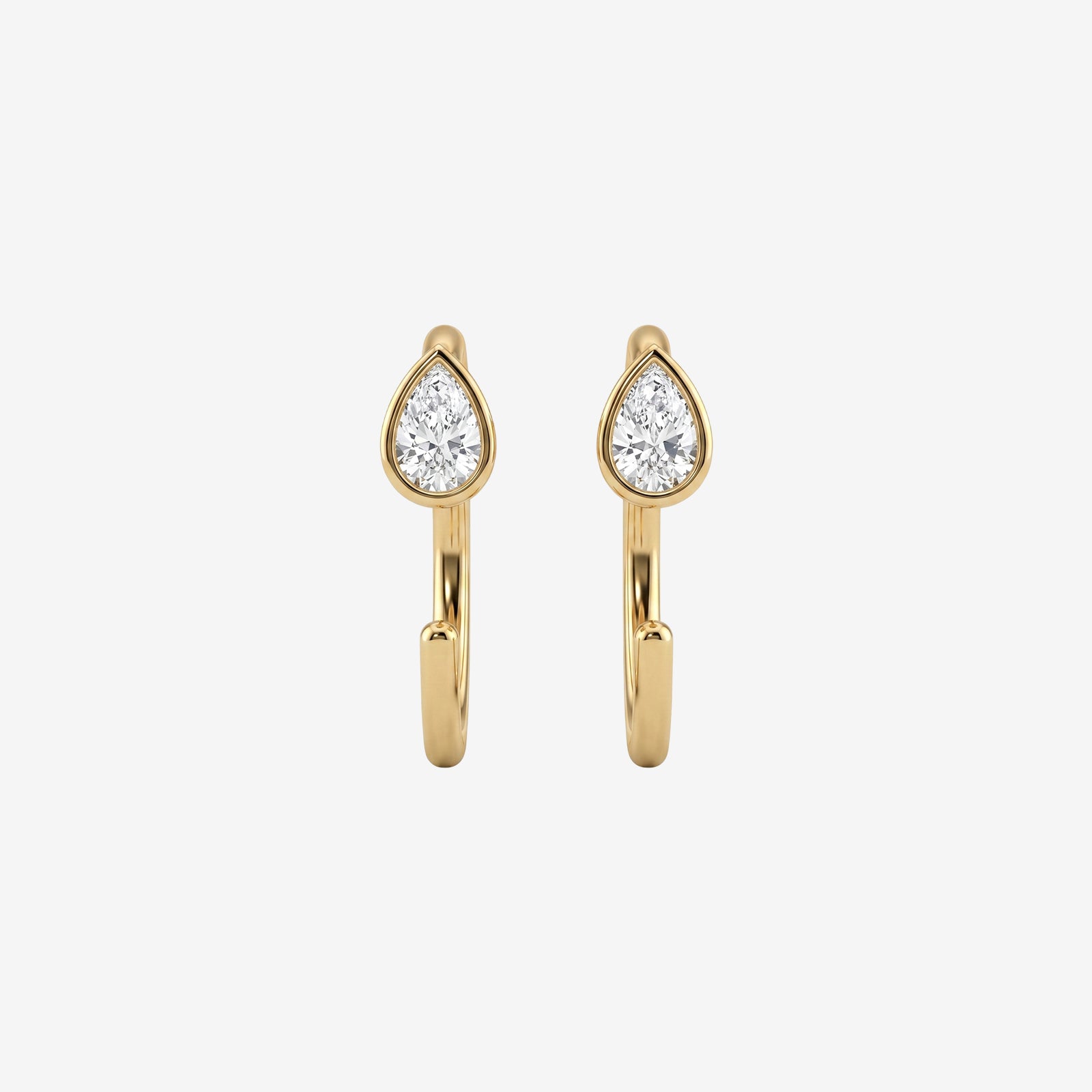 18k Gold Pear Cut Diamond Suspender Earrings | Minimalist J-Hoops