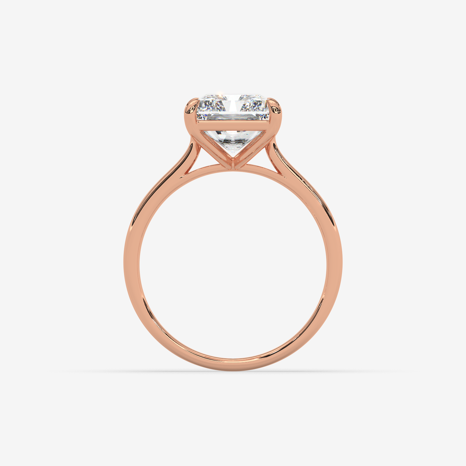 Solid Gold Radiant Cut Diamond Solitaire Engagement Ring | Classic 4-Prong Setting