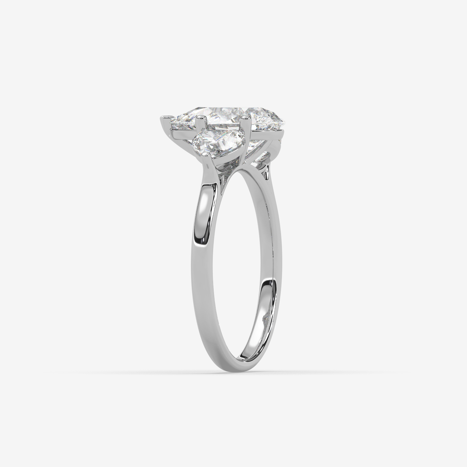 Solid Gold Pear Cut Diamond Trilogy Engagement Ring | Three-Stone Anniversary Band