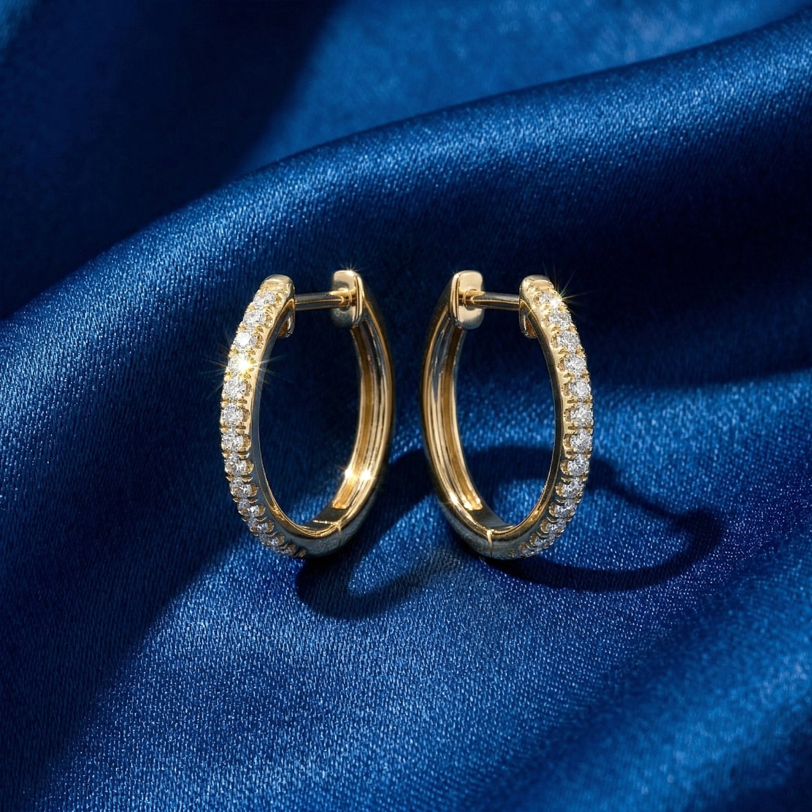 18K Gold Diamond Huggie Hoop Earrings | Dainty Pave Diamond Small Hoops for Cartilage & Lobe