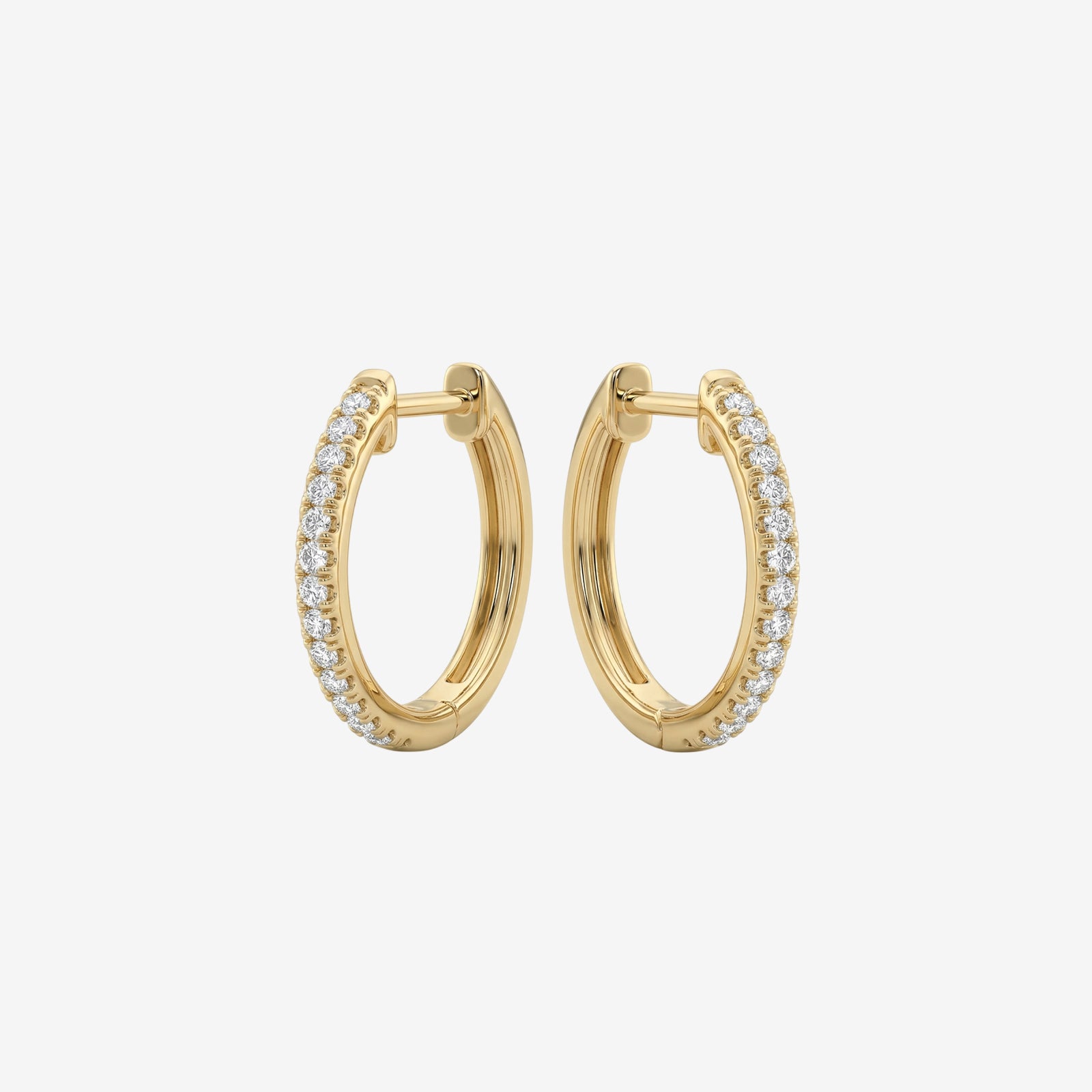 18K Gold Diamond Huggie Hoop Earrings | Dainty Pave Diamond Small Hoops for Cartilage & Lobe