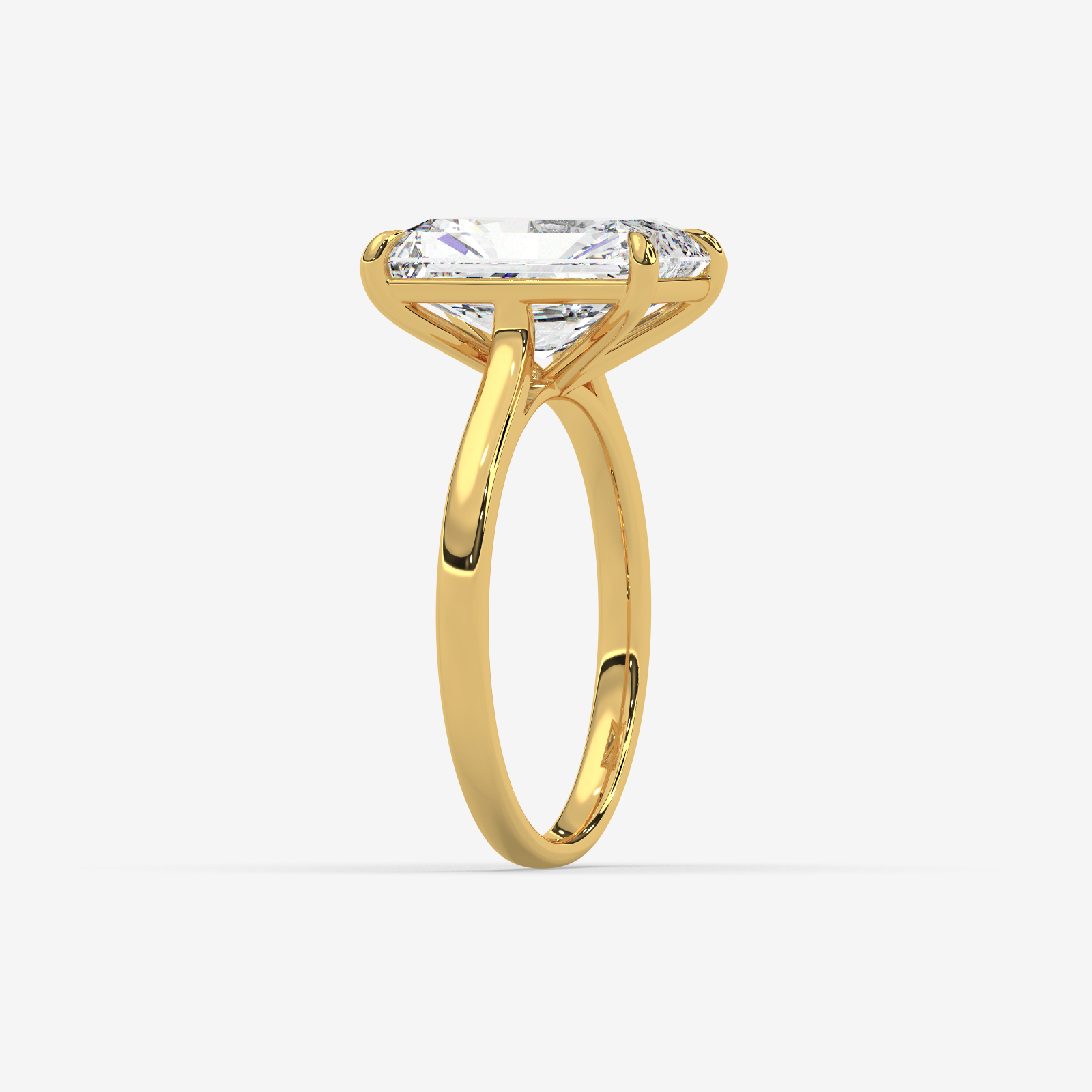 Solid Gold Radiant Cut Diamond Solitaire Engagement Ring | Classic 4-Prong Setting