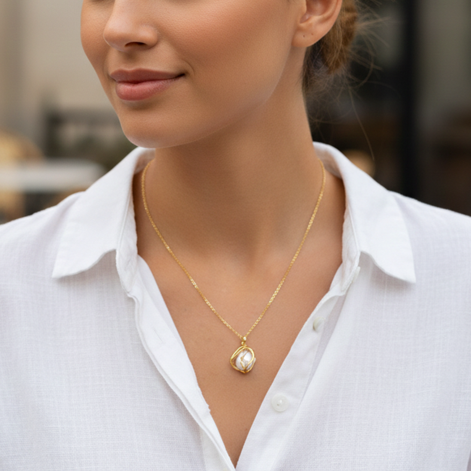 18K Gold Custom Birthstone Necklace - Personalized Gold Pendant