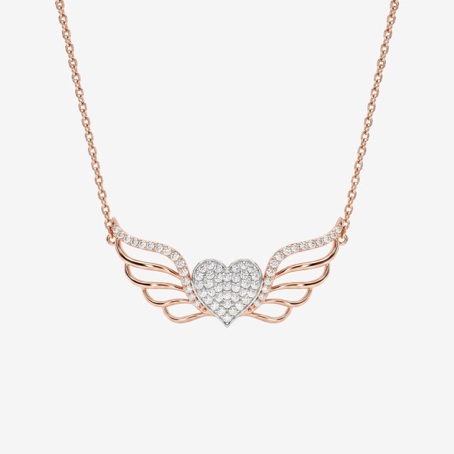 18k Gold Diamond Angel Wings Heart Pendant Necklace | DIVA X DIAN Collection