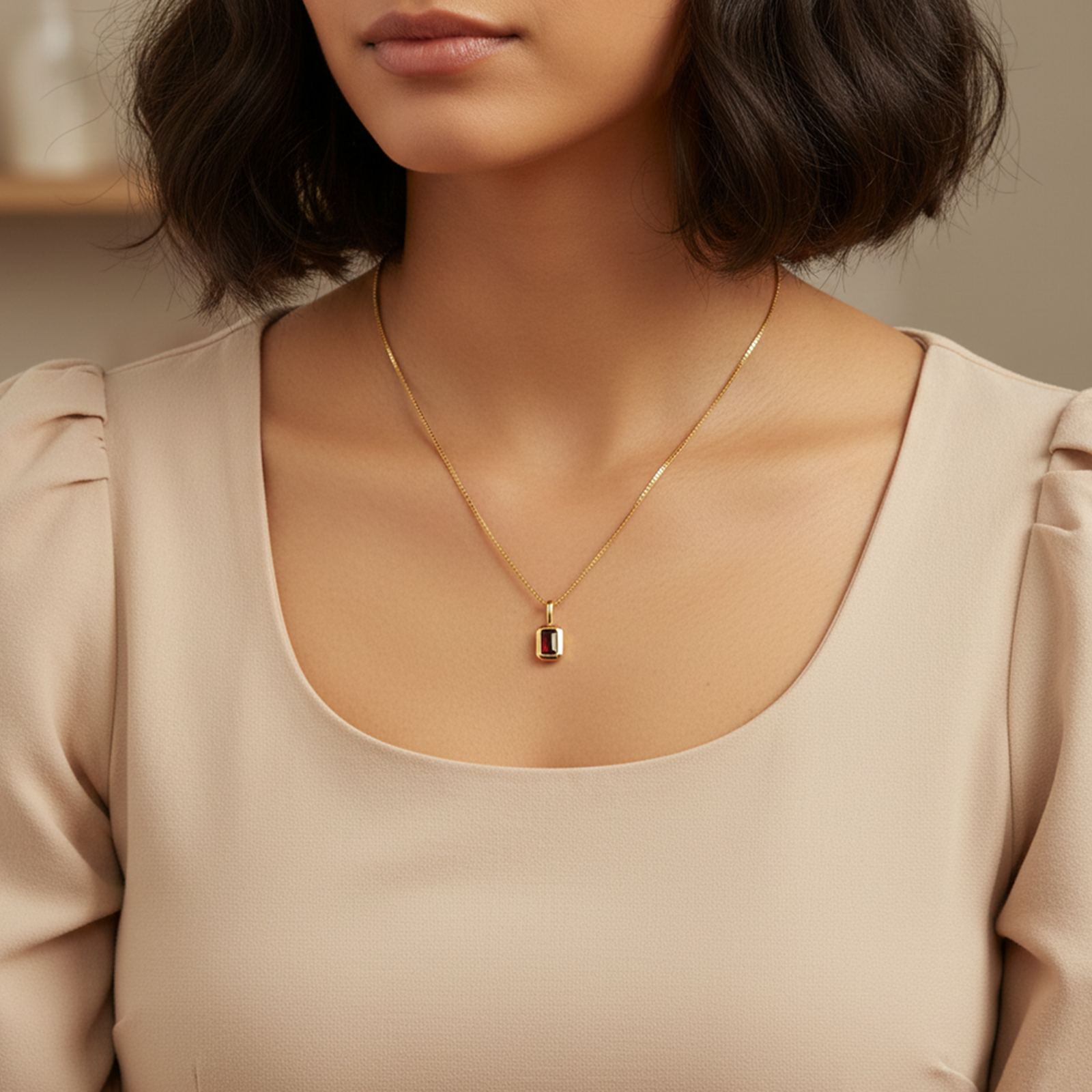 Personalized 18K Gold Pendant for Her | Customizable Birthstone Necklace