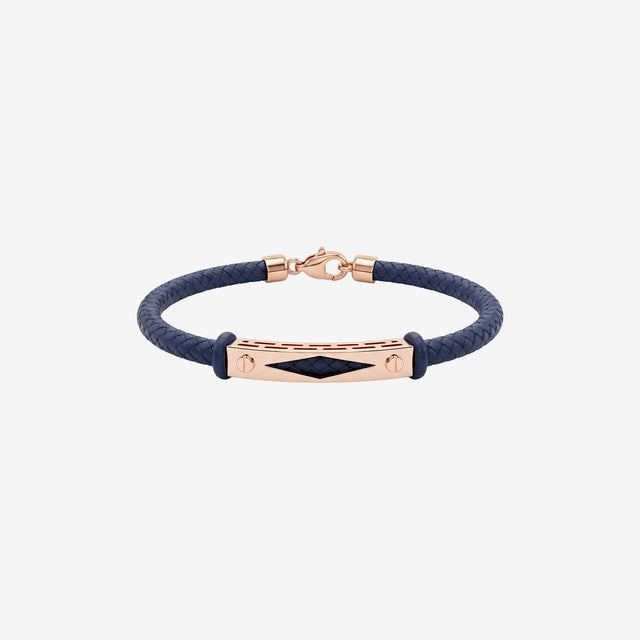 18k Gold & Premium Woven Leather Mens Bracelet | Rugged Luxury