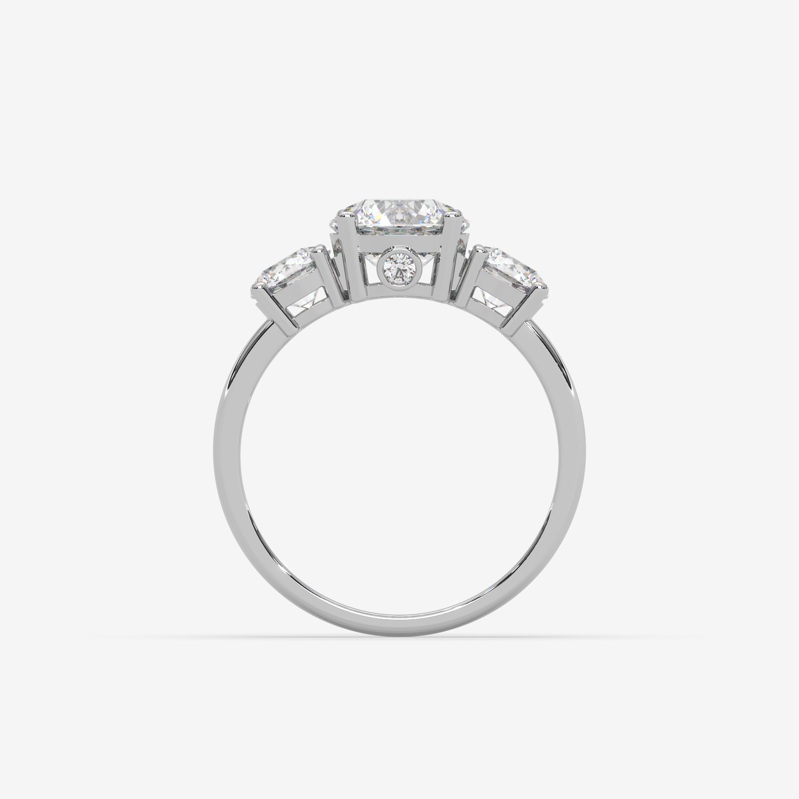 Solid Gold Three-Stone Round Diamond Trilogy Engagement Ring | Timeless Elegance