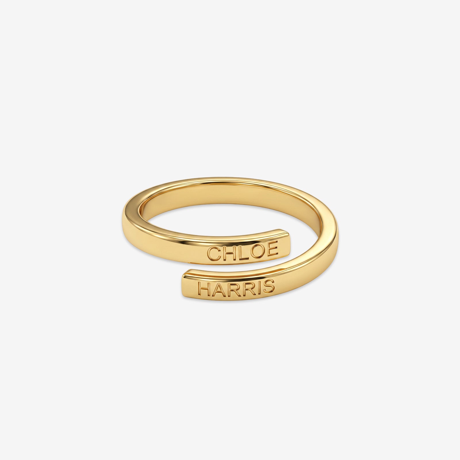 Custom 18K Gold Wrap Name Ring | Personalized Double Name Band