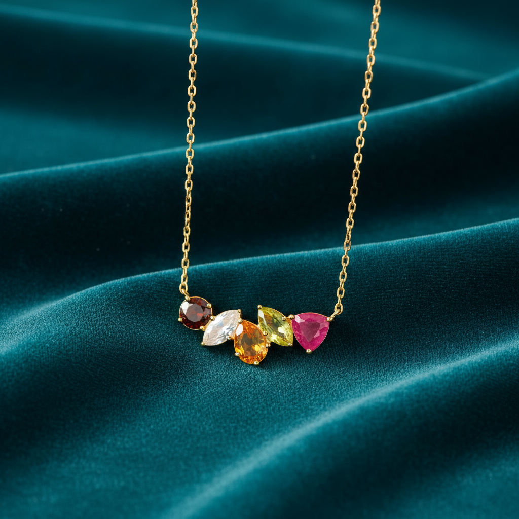 18K Gold Custom Birthstone Necklace for Women | Family Birthstone Jewelry