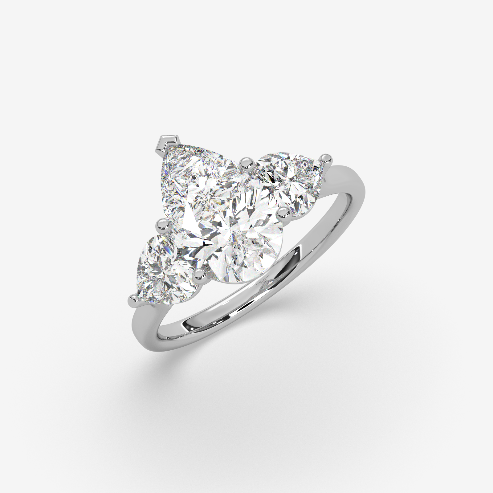 Solid Gold Pear Cut Diamond Trilogy Engagement Ring | Three-Stone Anniversary Band