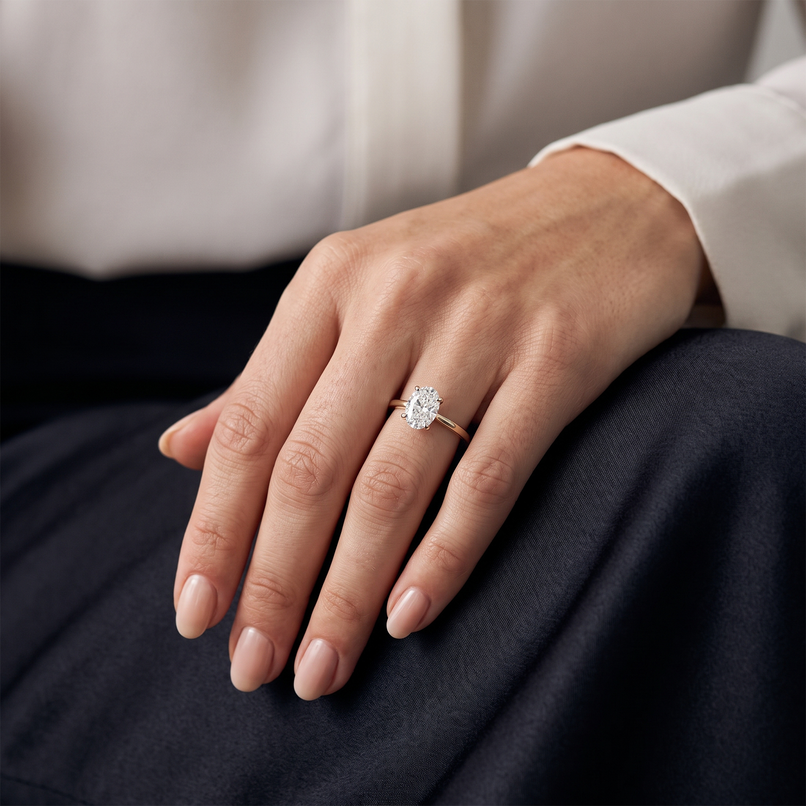Solid Gold Oval Cut Solitaire Diamond Engagement Ring | Handcrafted Fine Jewellery