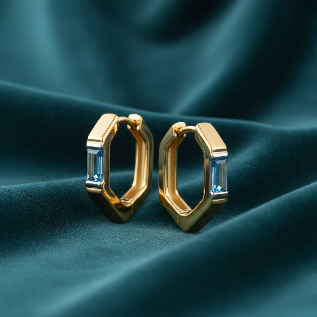 Personalized Birthstone Huggie Hoop Earrings | 18K Gold & Gemstone Jewelry