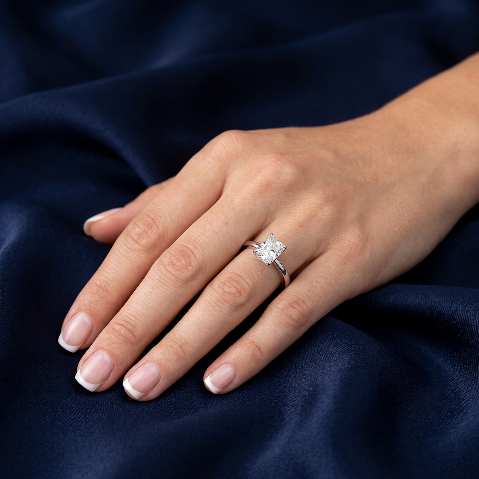 Solid Gold Radiant Cut Diamond Solitaire Engagement Ring | Classic 4-Prong Setting