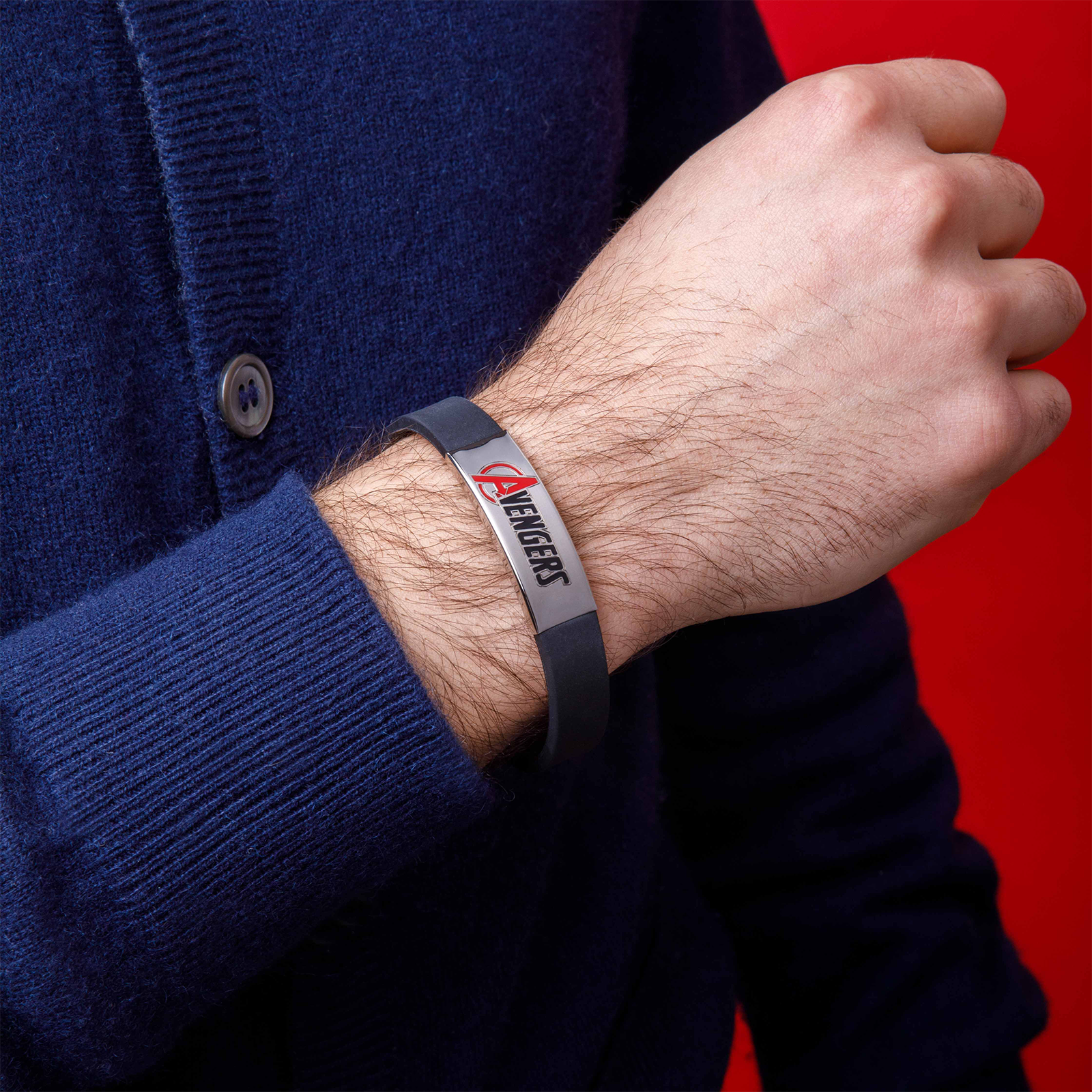 Marvel Avengers Leather Bracelet – Stainless Steel, Adult Size