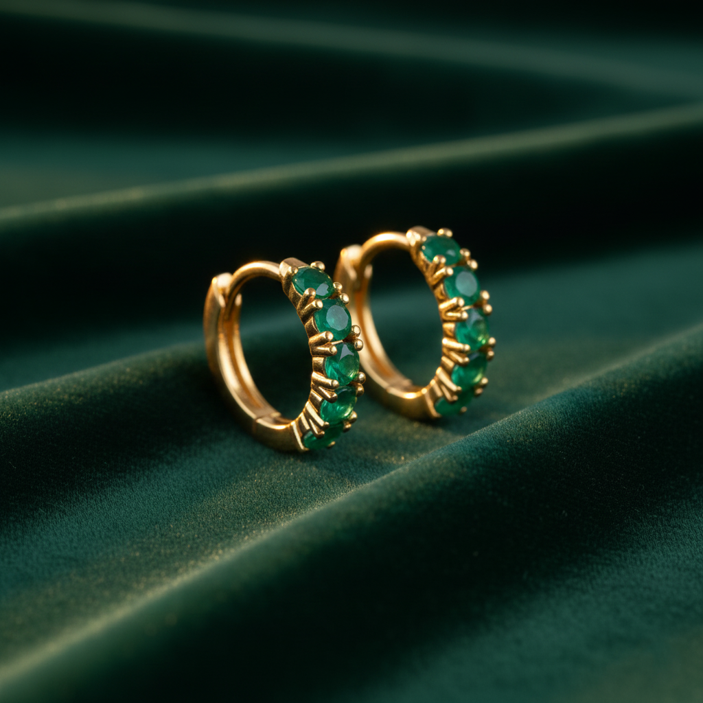 Personalized Birthstone Hoop Earrings | 18K Gold Huggies with Gemstones