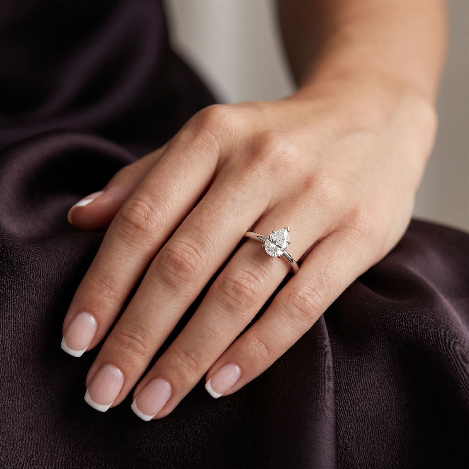 Solid Gold Pear Cut Solitaire Engagement Ring | Handcrafted Teardrop Diamond Ring