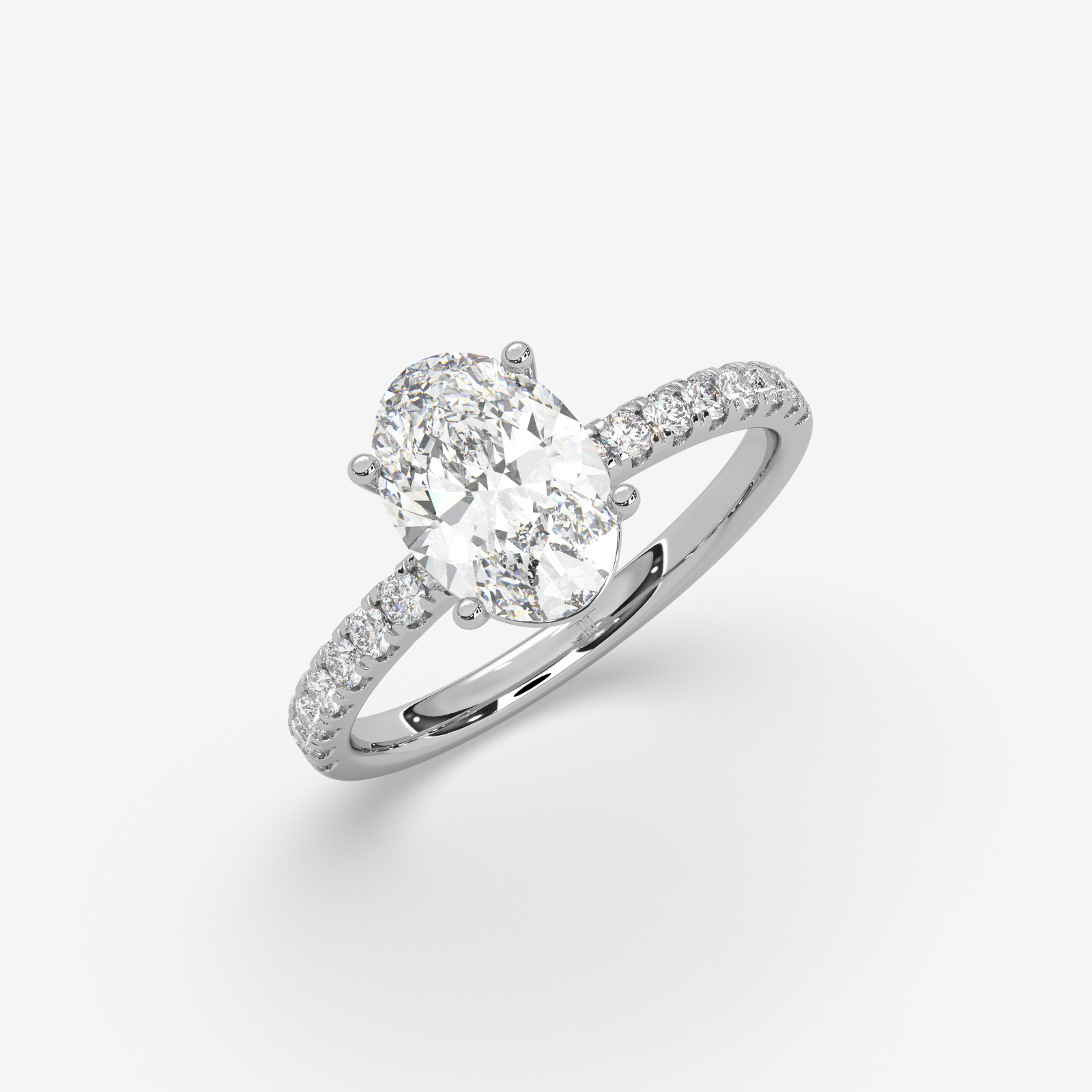 Solid Gold Oval Cut Diamond Engagement Ring