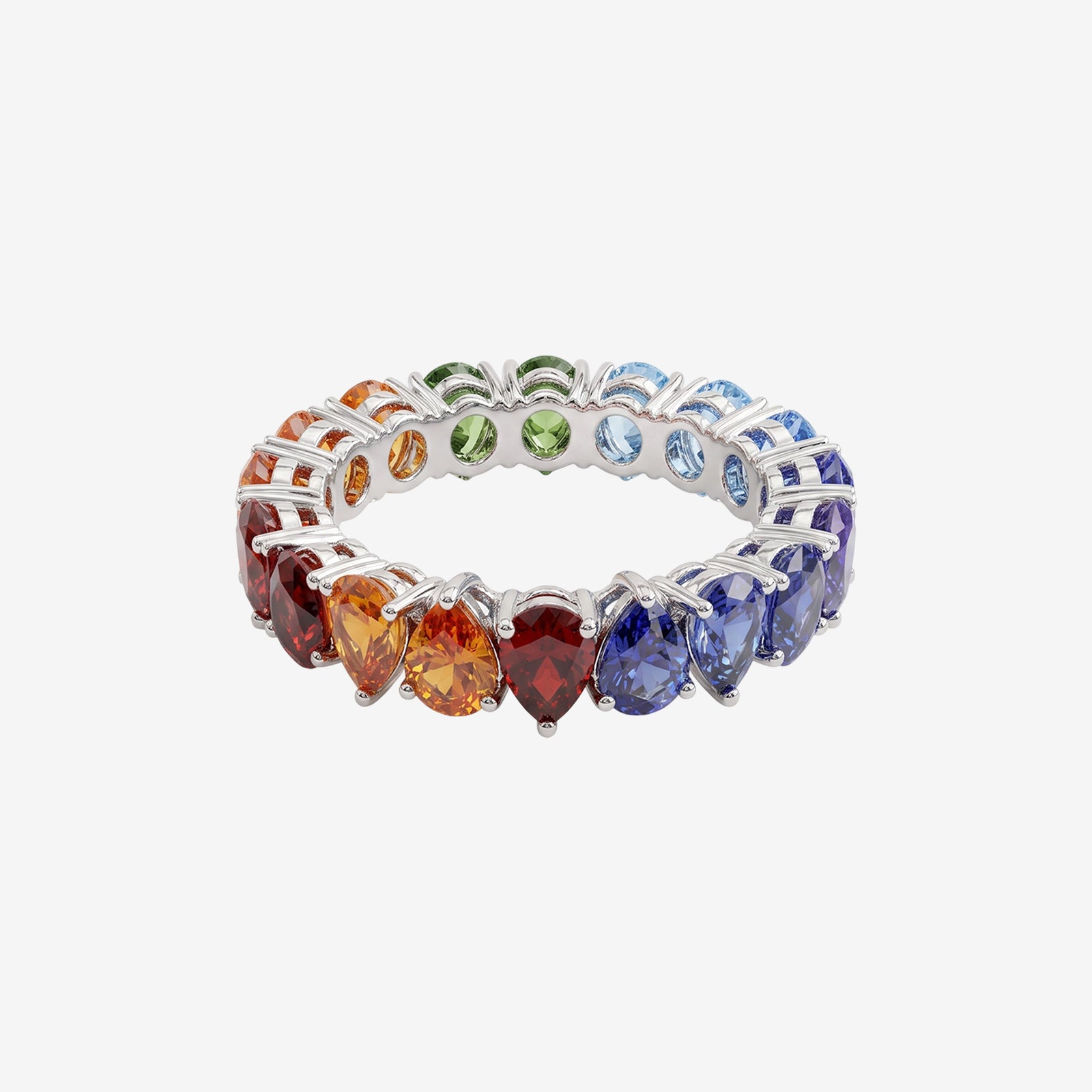 18k Gold Rainbow Gemstone Eternity Ring |  REVA X DIAN Collection