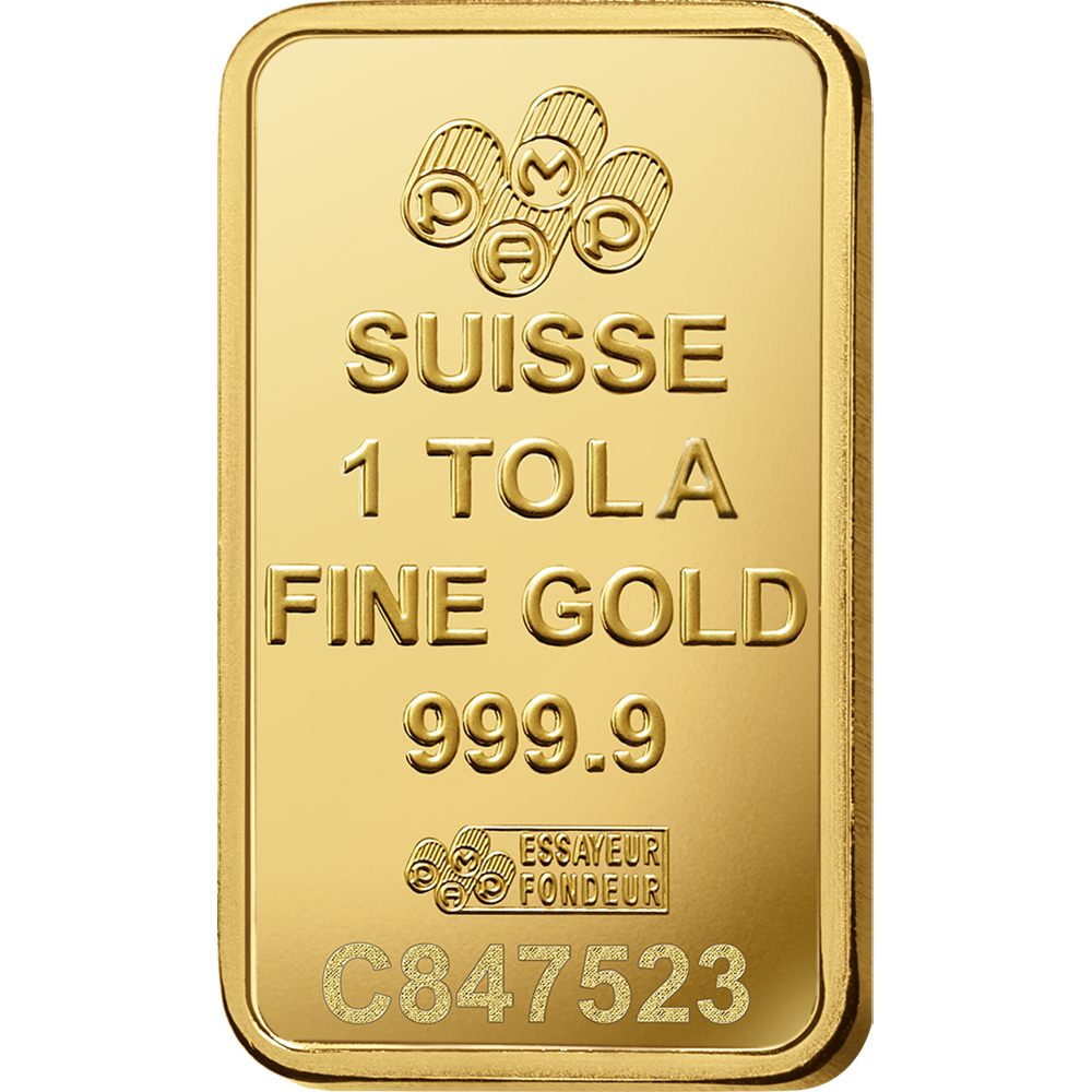 1 TOLA SUISSE PAMP GOLD BAR – 24K (999.9) PURE GOLD - SEALED & CERTIFIED
