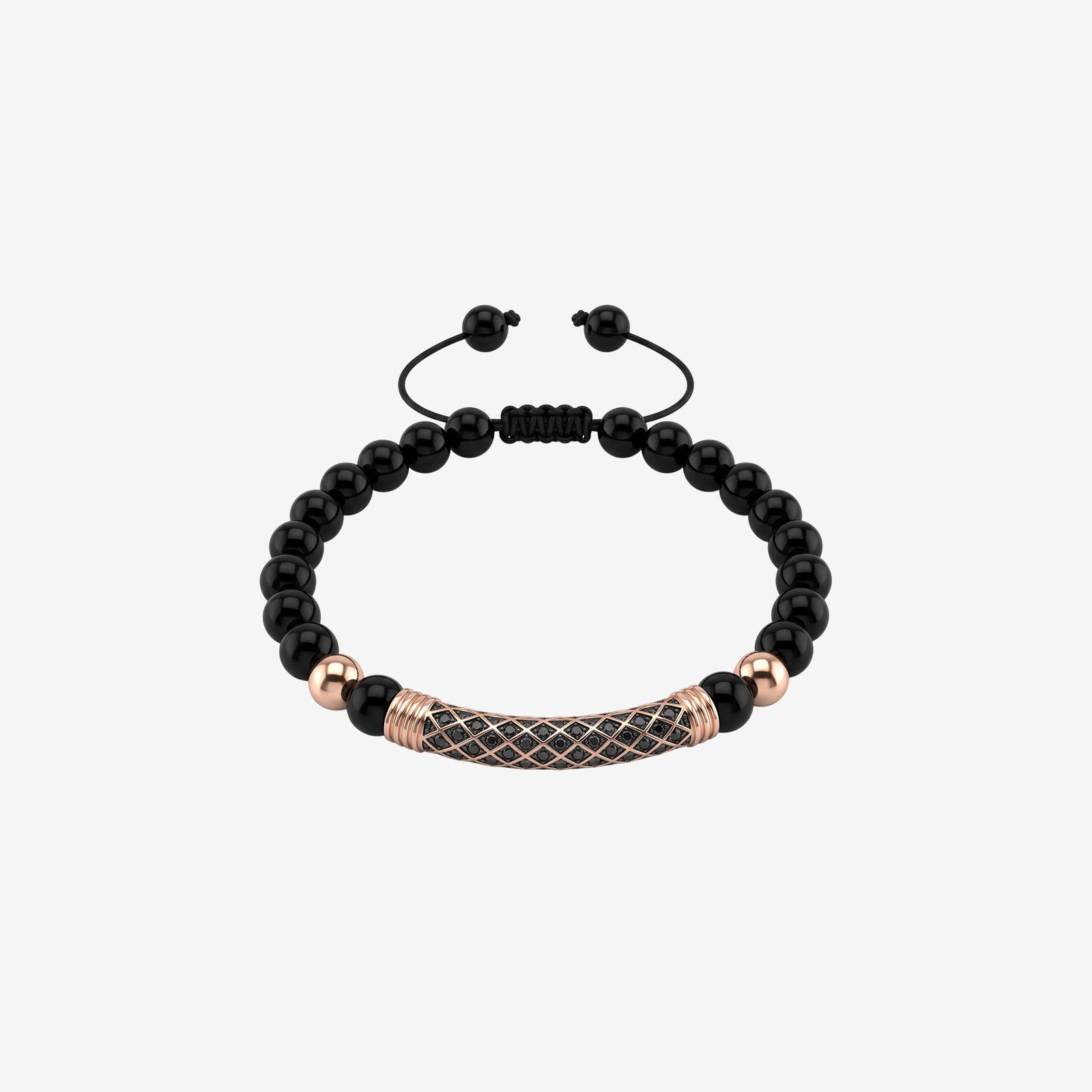 18K Gold & Black Spinel Onyx Bead Bracelet for Men | Handcrafted Luxury Macrame Bracelet