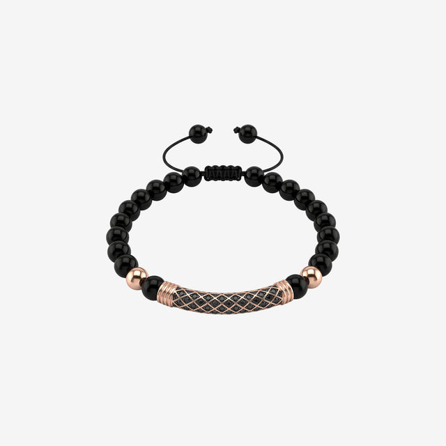 18K Gold & Black Spinel Onyx Bead Bracelet for Men | Handcrafted Luxury Macrame Bracelet