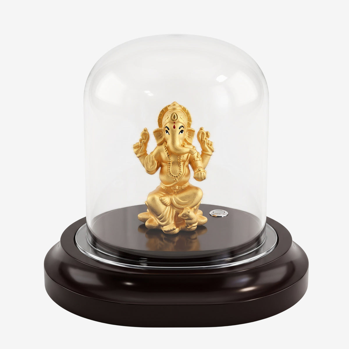 1.08g 24K Pure Gold Ganesha Idol in Acrylic Dome Display | 999.9 Fine Gold
