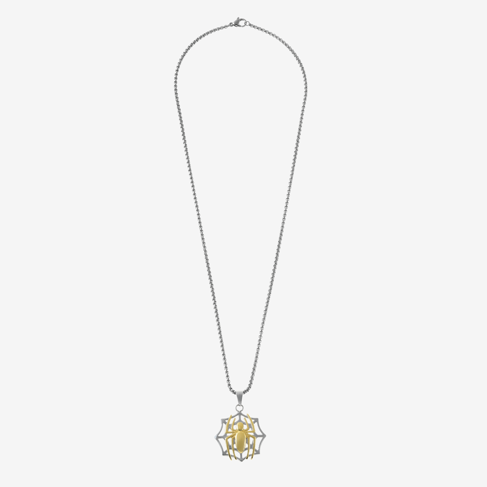 Spider Pendant on Web Necklace – Stainless Steel