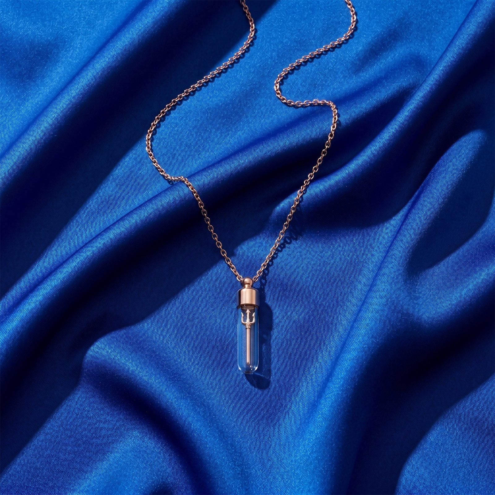 18K Gold Sacred Ganga Jal Pendant Necklace | Real Ganga Water & Trishul in Glass Vial