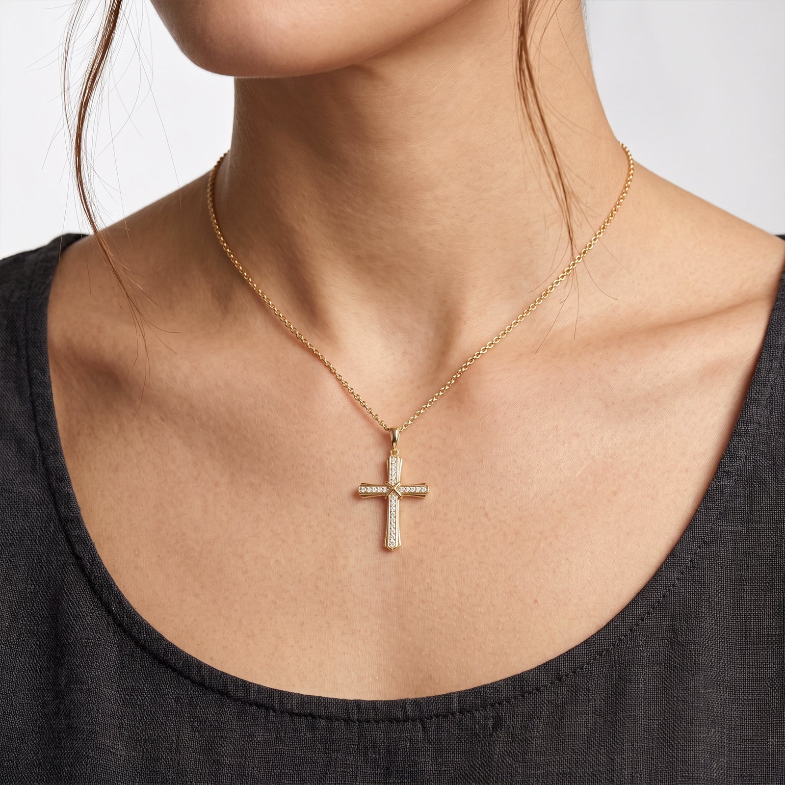 18k Gold Diamond Cross Pendant Necklace | Classic Faith Jewelry