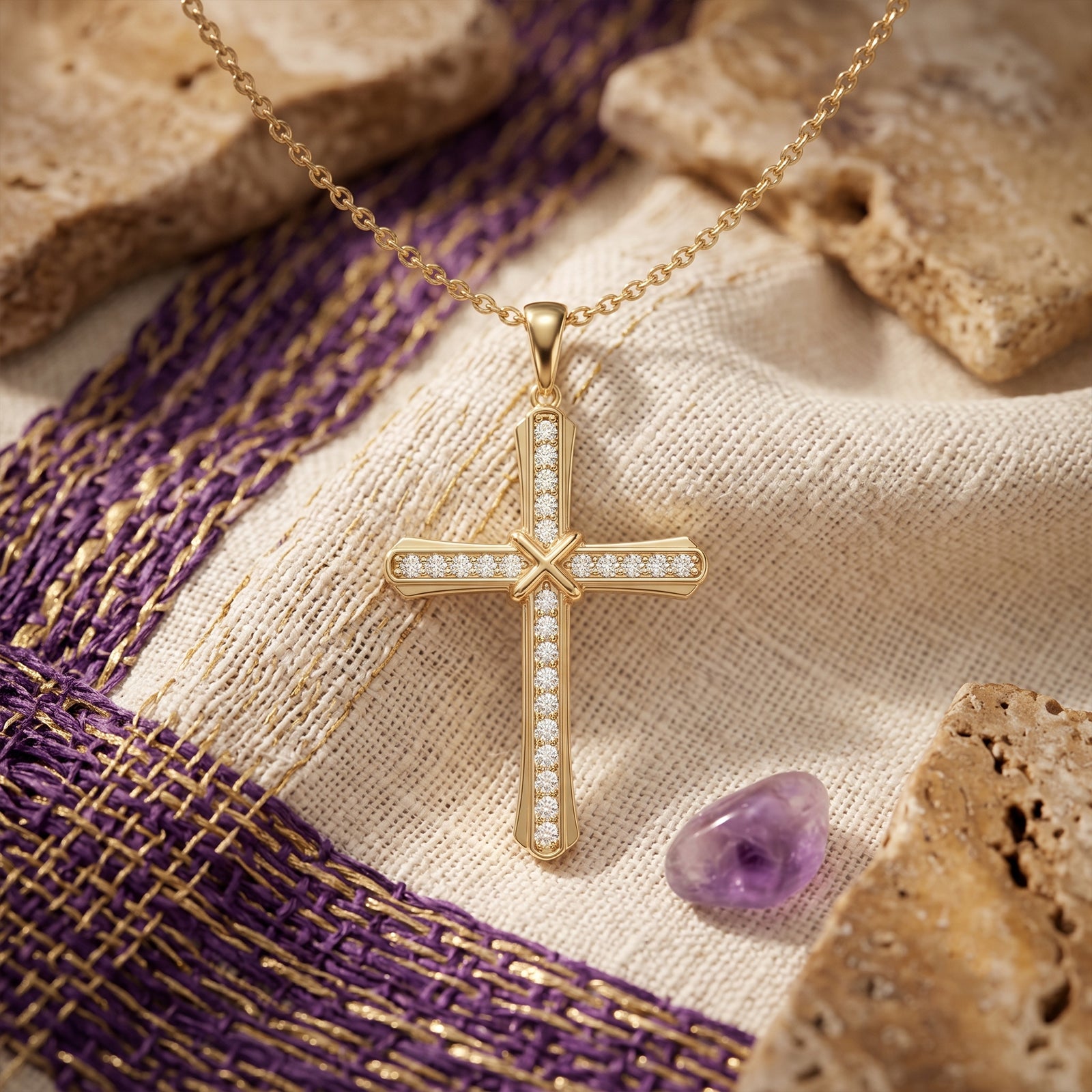 18k Gold Diamond Cross Pendant Necklace | Classic Faith Jewelry