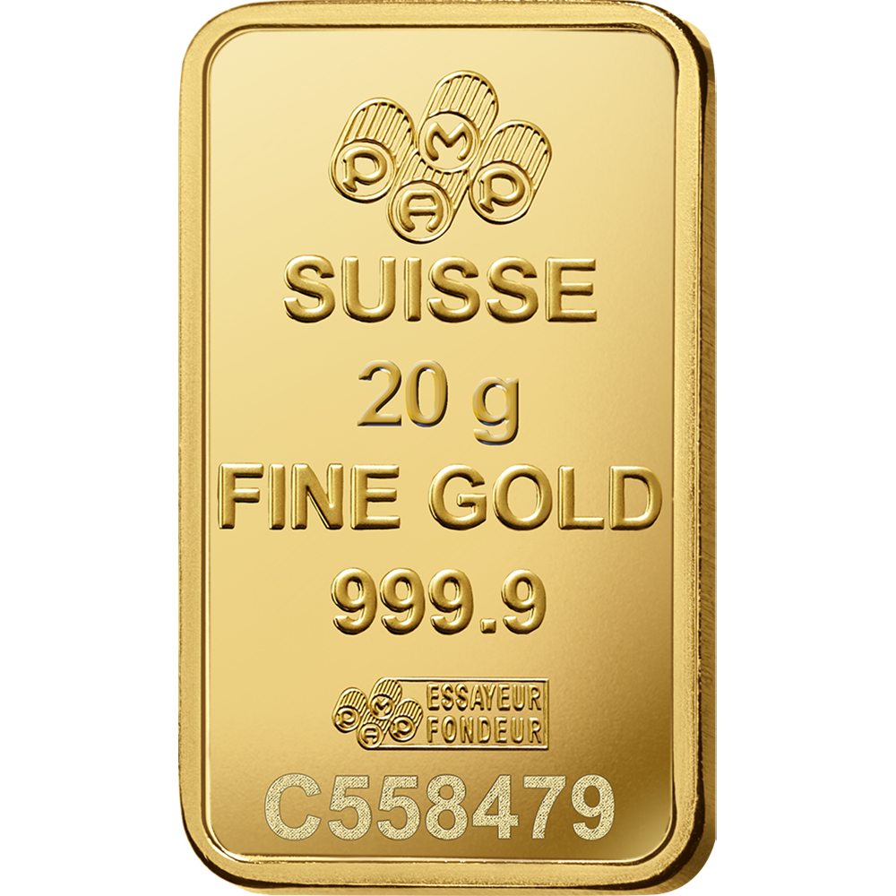 20g SUISSE PAMP GOLD BAR – 24K (999.9) PURE GOLD - SEALED & CERTIFIED