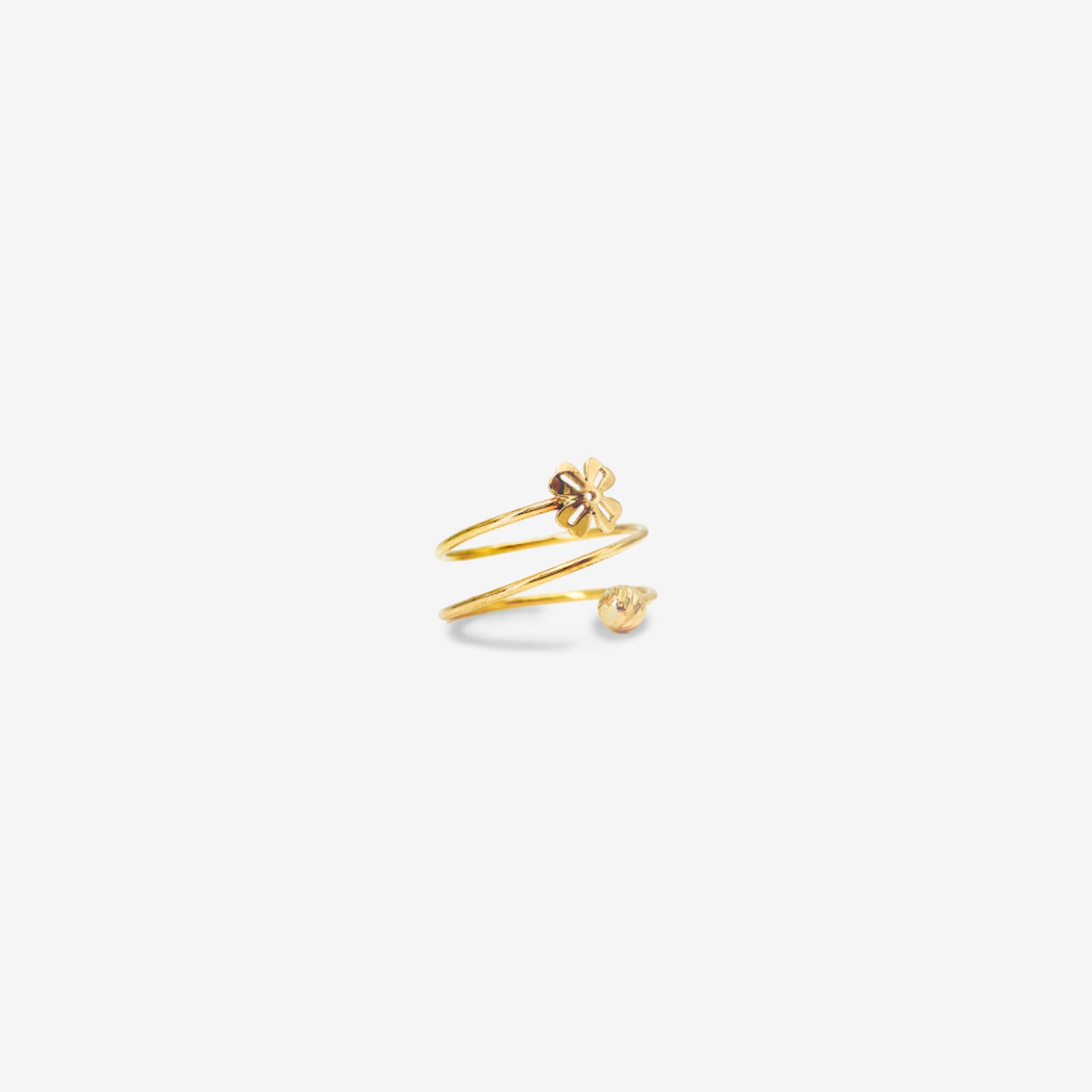 18K Gold Clover Wrap Ring | Adjustable Floral Statement Band