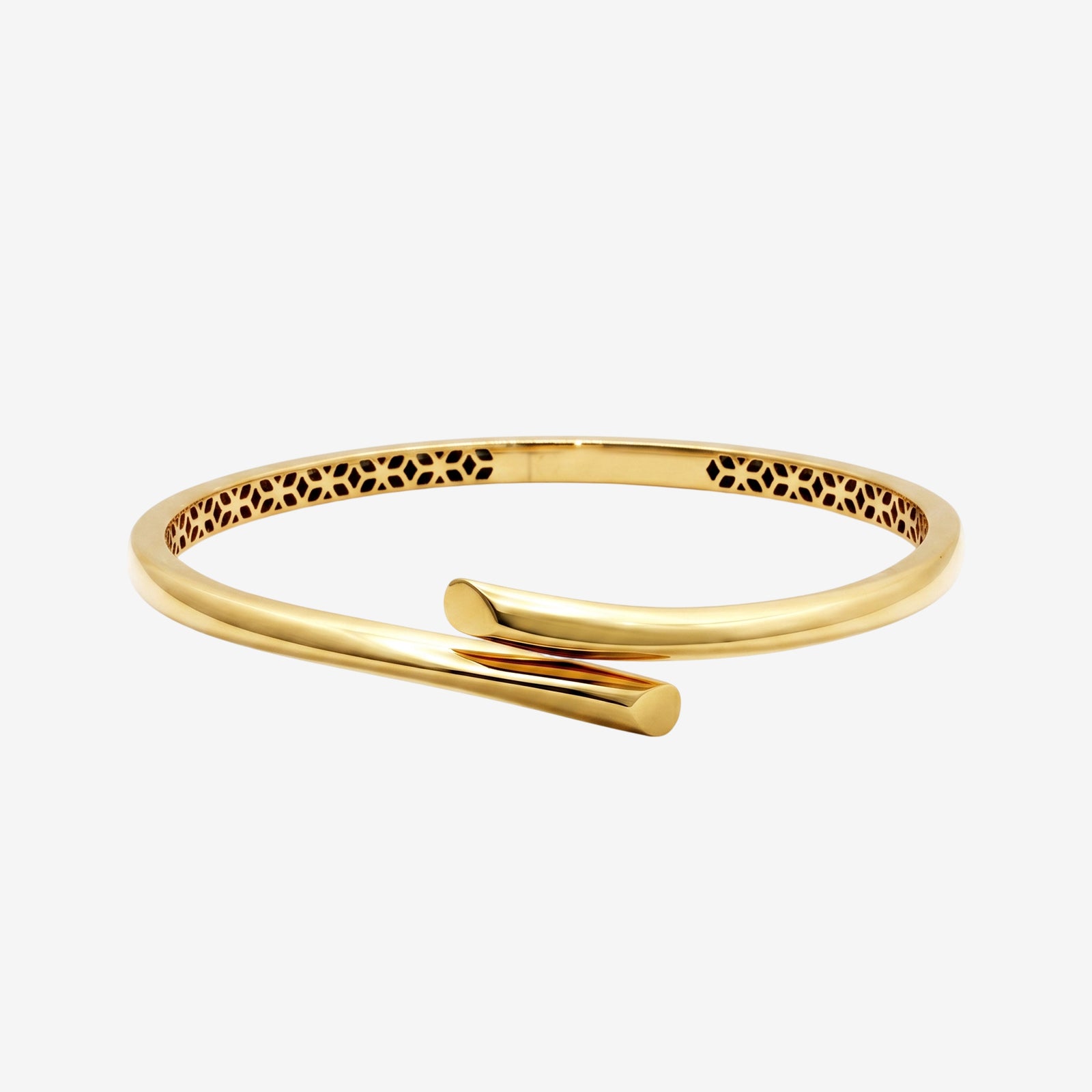 Solid 18k Gold Bypass Cuff Bracelet | Minimalist Open Bangle for Women