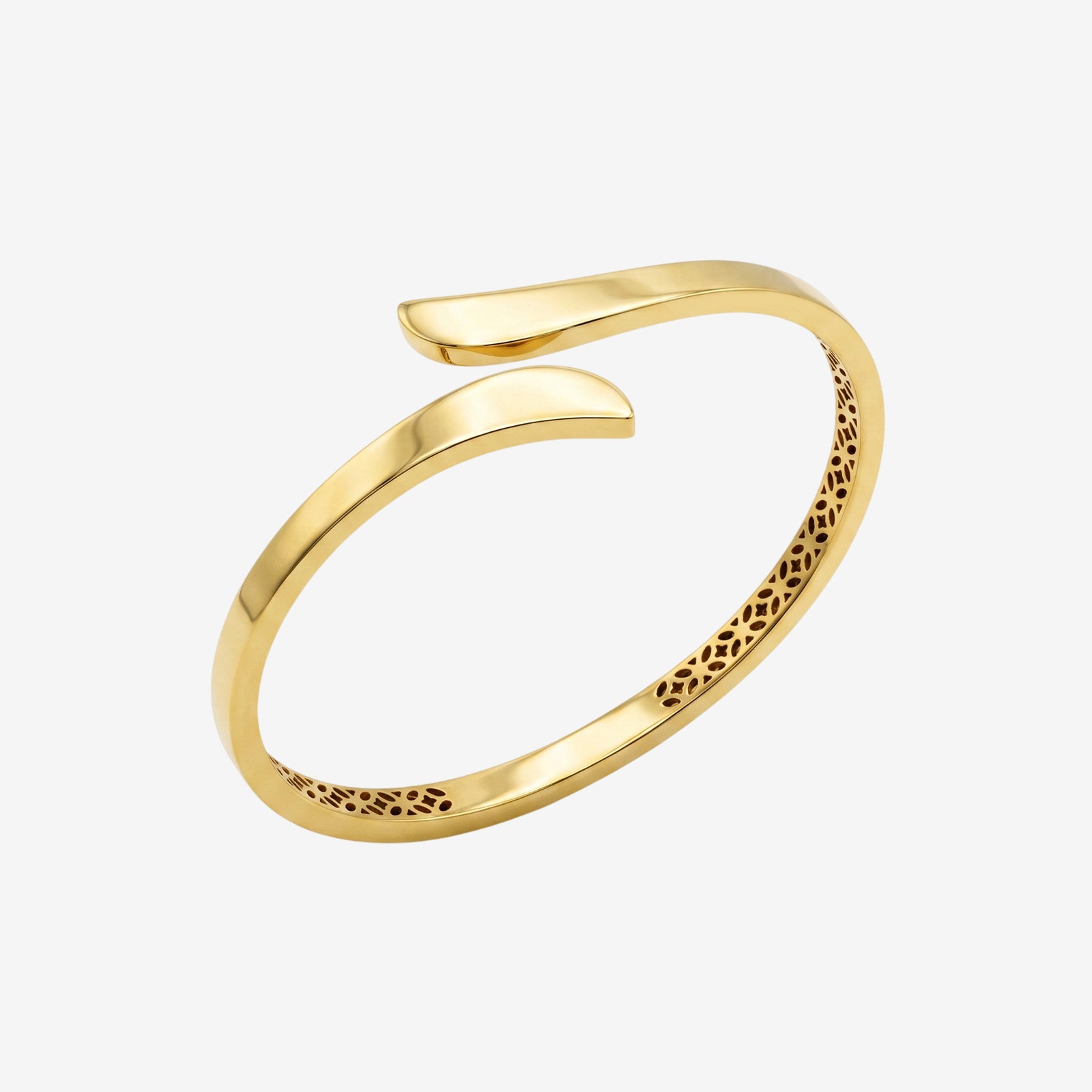 18k Matte Gold Sculptural Bypass Bangle | Handcrafted Minimalist Cuff Bracelet