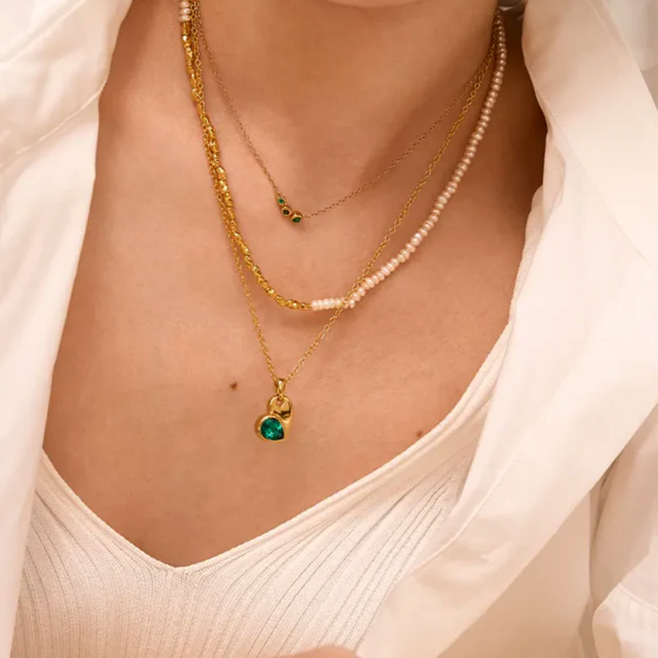 Personalized Heart Birthstone Necklace - Gold Pendant for Women