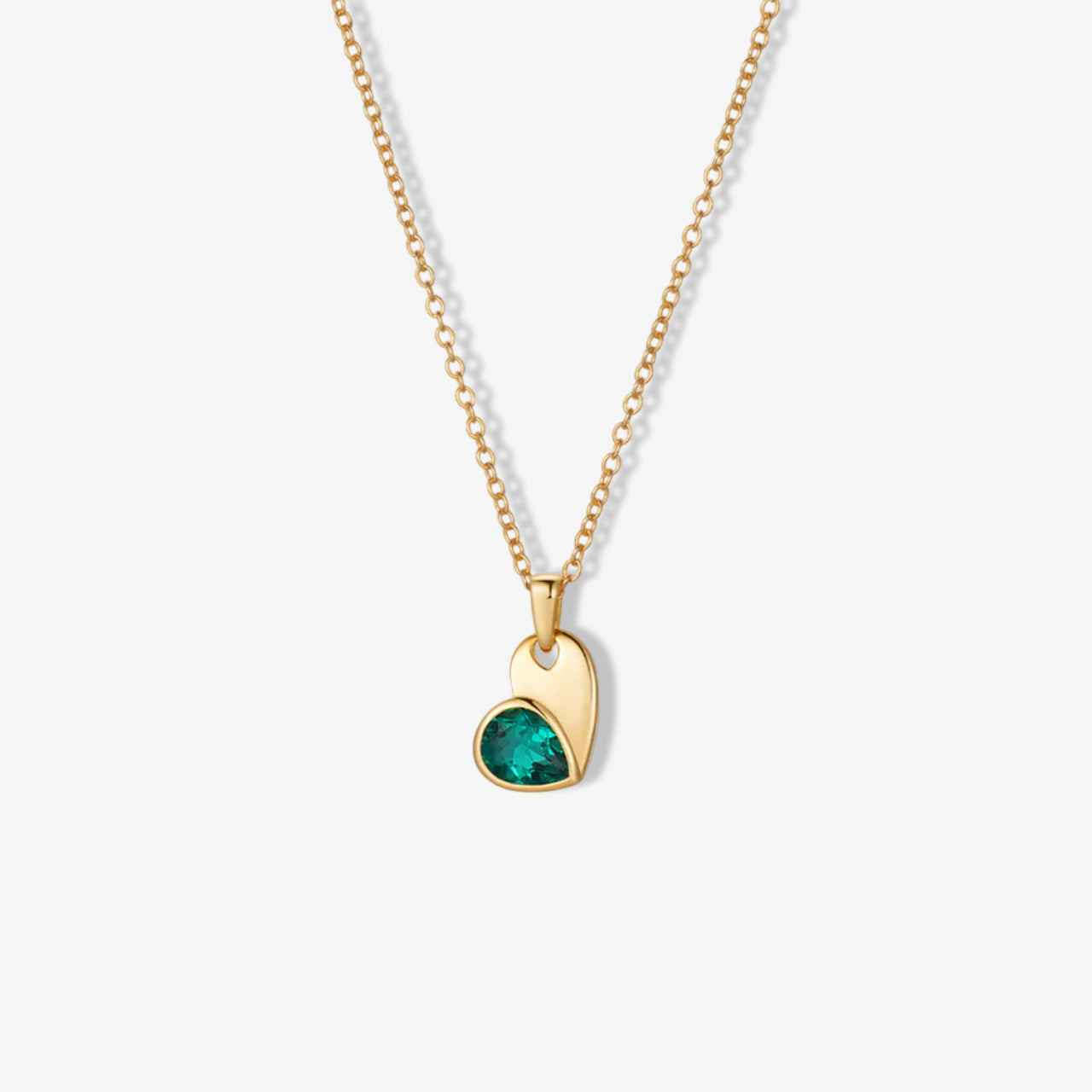 Personalized Heart Birthstone Necklace - Gold Pendant for Women