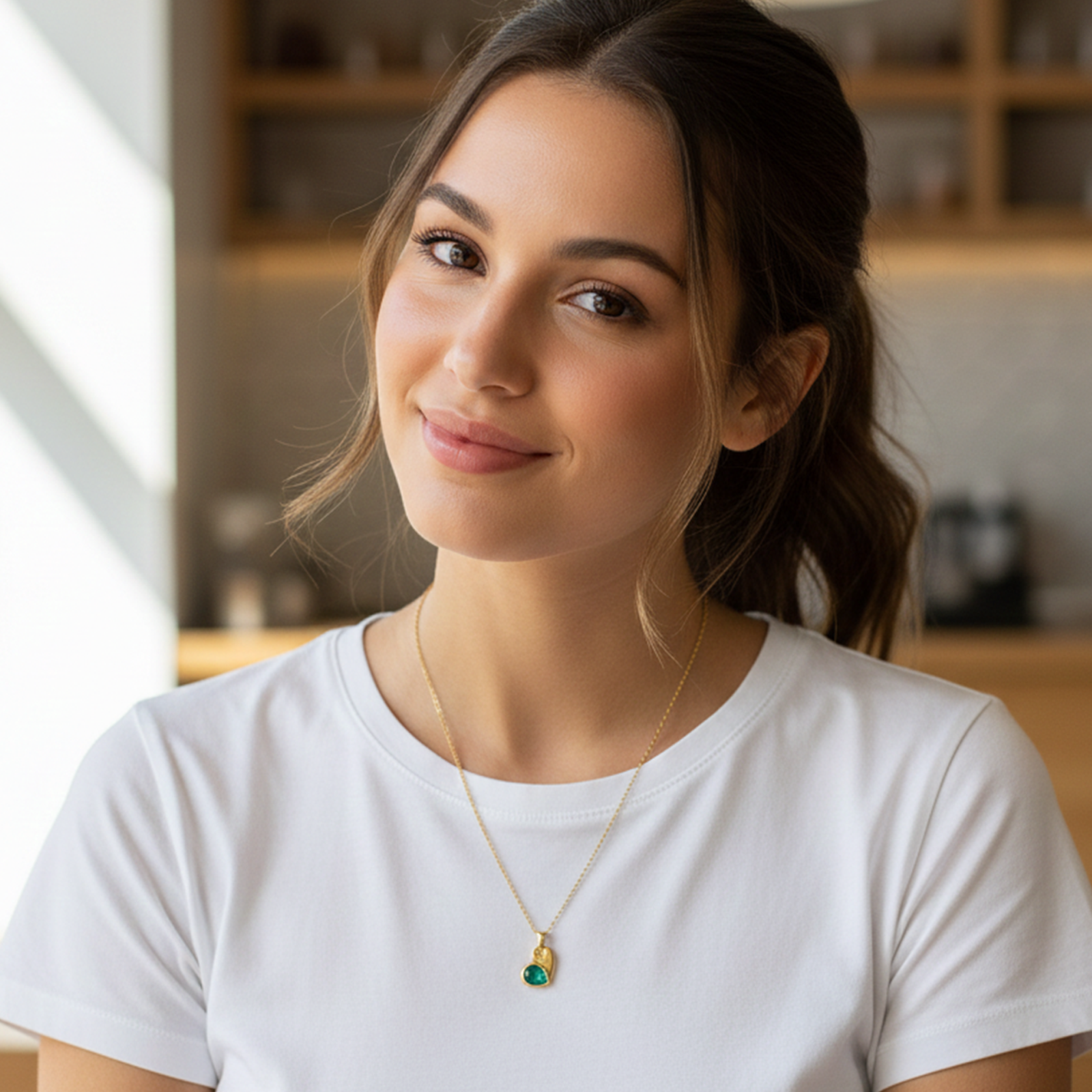 Personalized Heart Birthstone Necklace - 18K Gold Pendant for Women