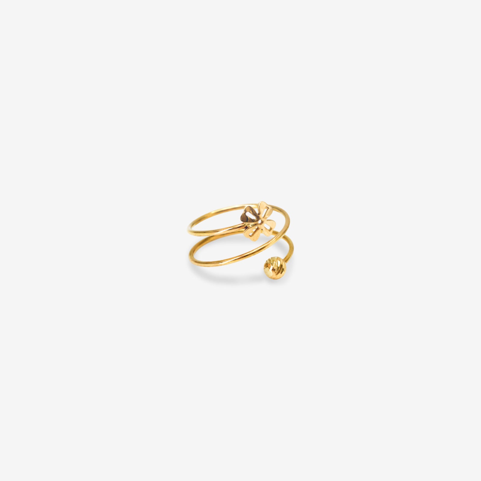 18K Gold Clover Wrap Ring | Adjustable Floral Statement Band