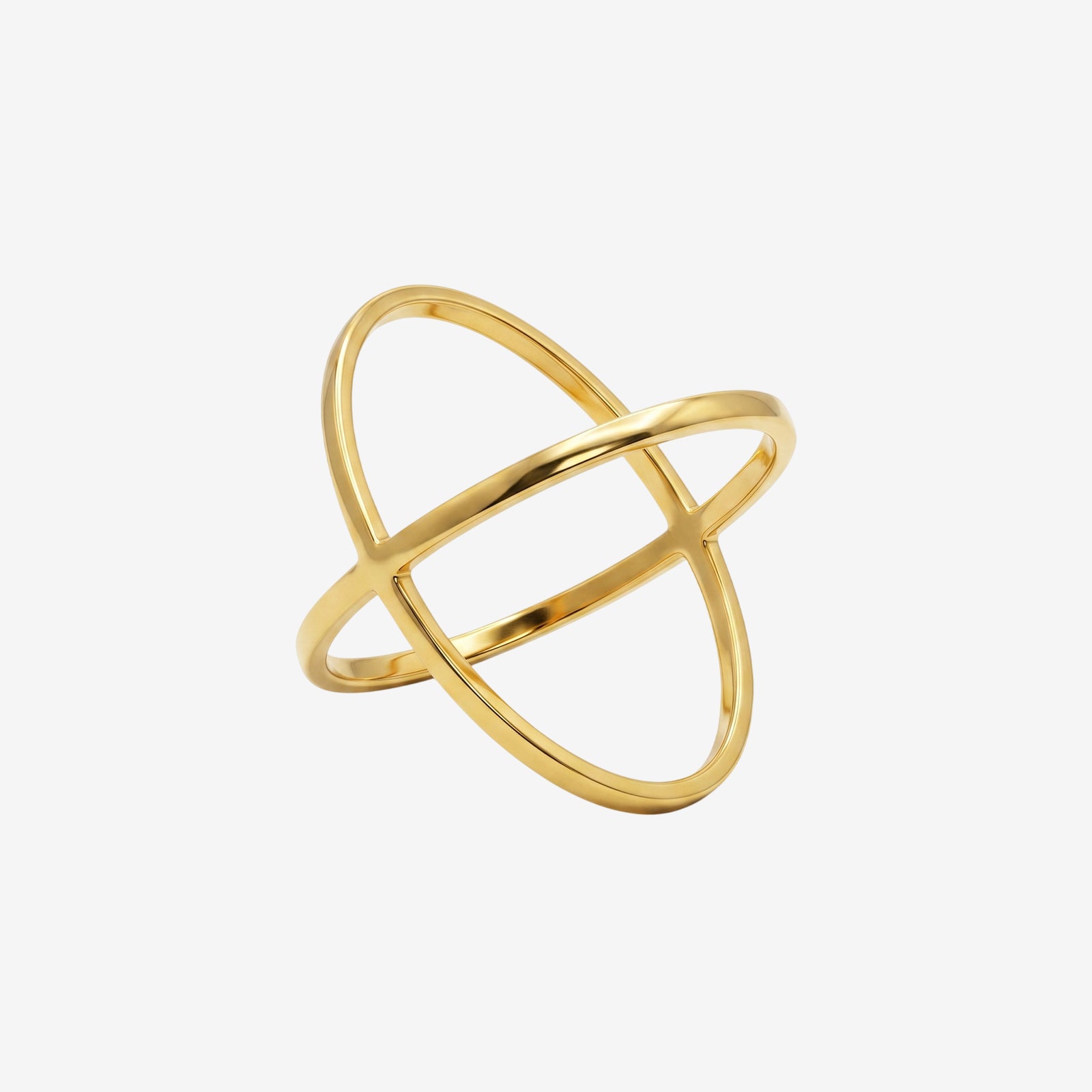 Solid 18k Gold Criss Cross Ring | Minimalist X-Ring for Women