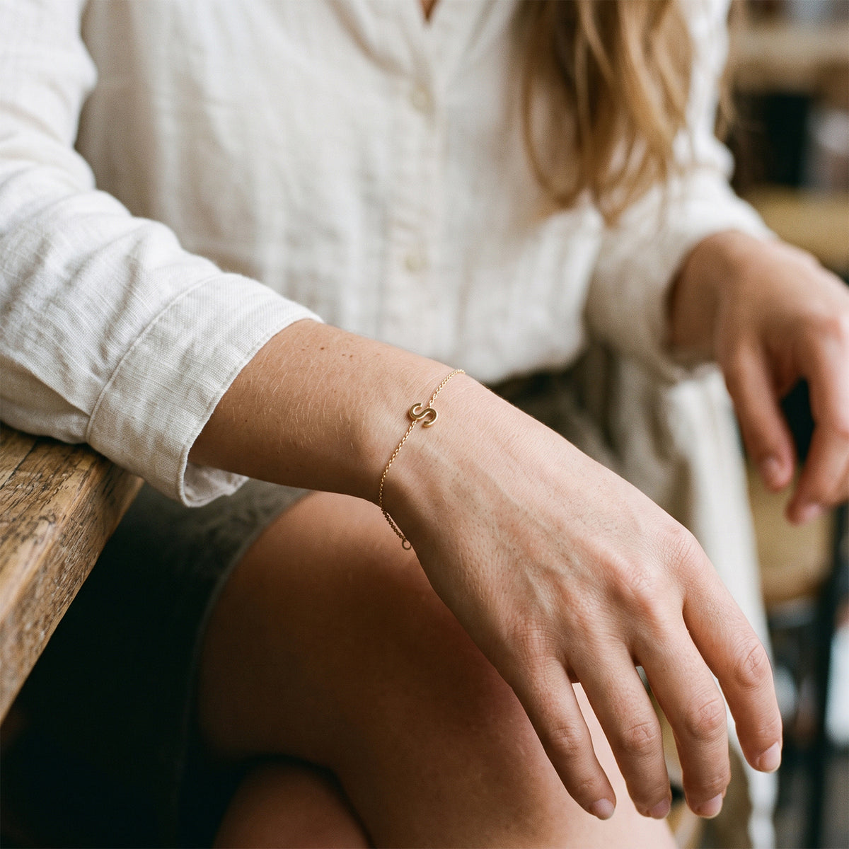 18K Gold Initial Letter Chain Bracelet | Minimalist Personalized Dainty Jewelry