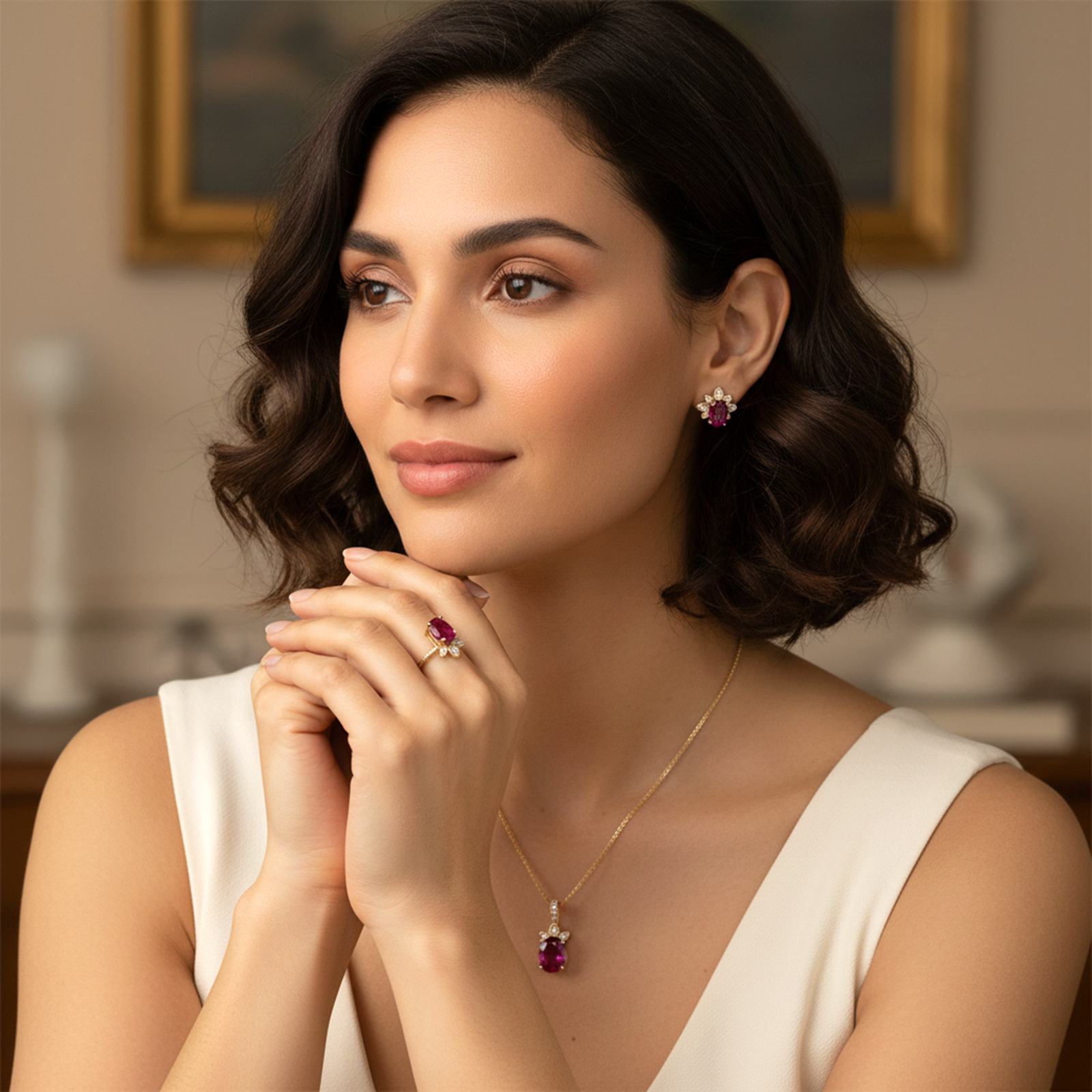 Elegant Birthstone 18K Gold Jewelry Set - Perfect Gift for Her