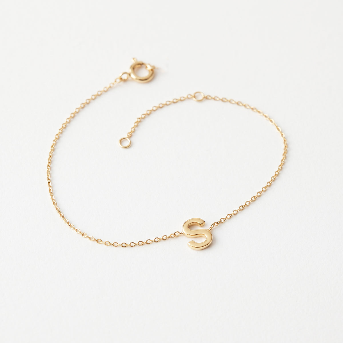 18K Gold Initial Letter Chain Bracelet | Minimalist Personalized Dainty Jewelry