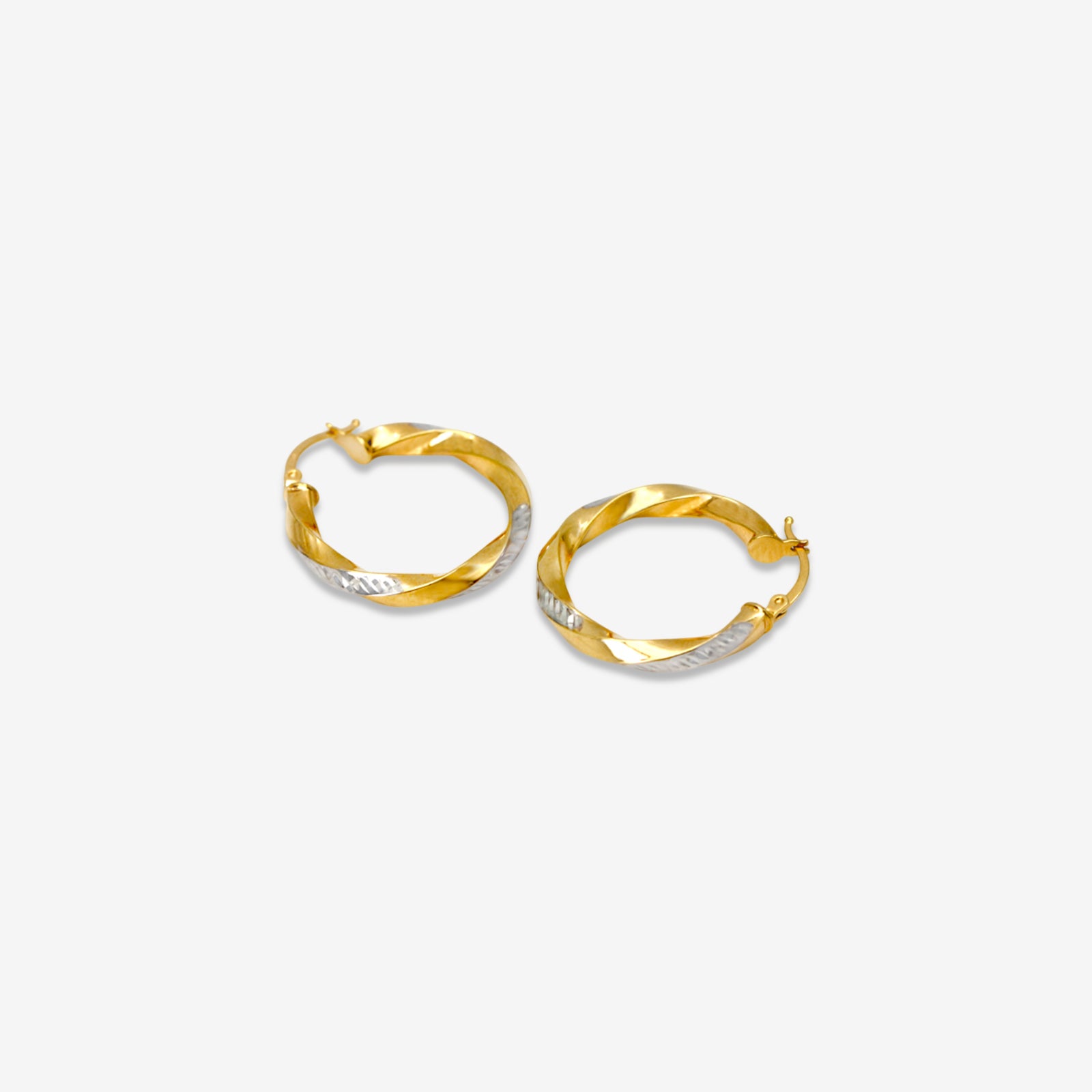 18k Dual Tone Gold Twisted Hoop Earrings | Elegant Dual Tone Gold Twister Hoops