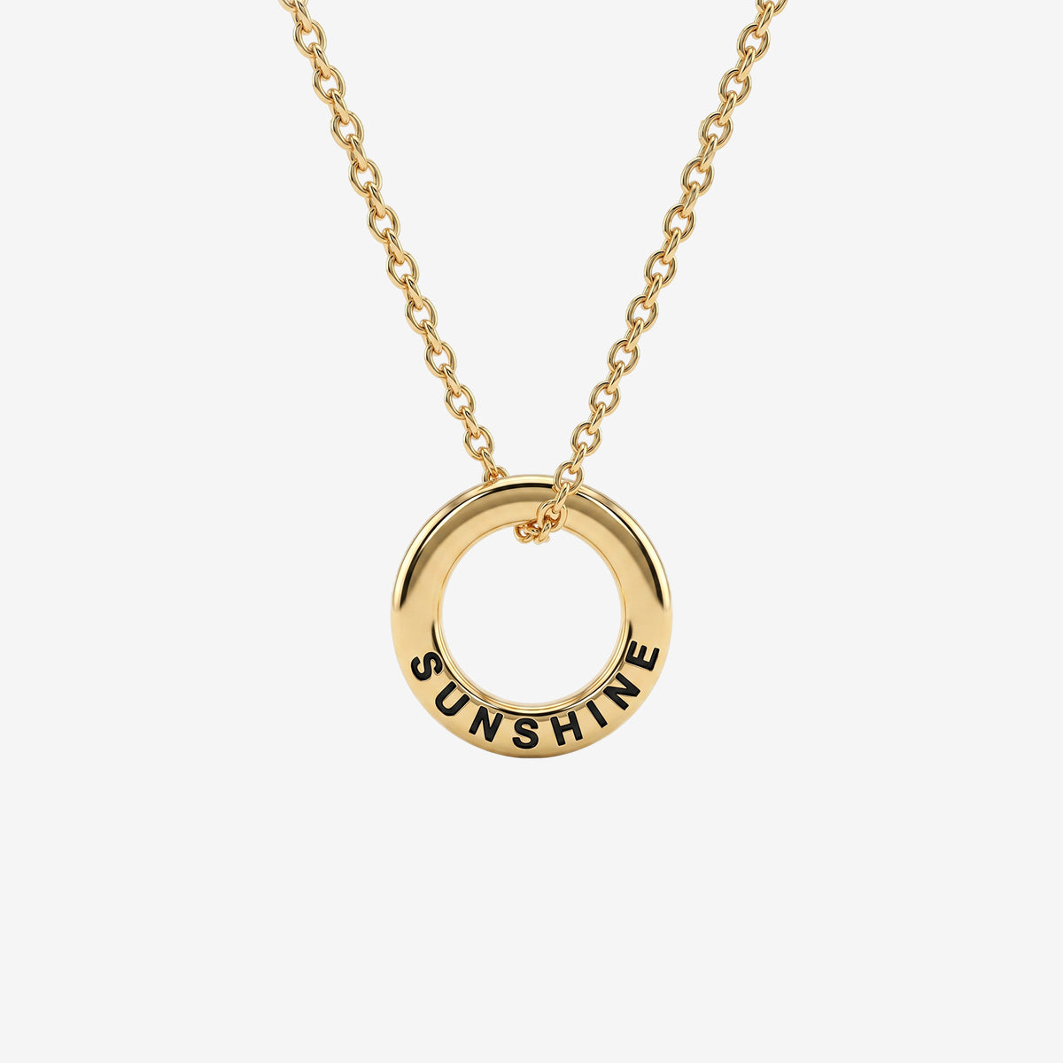 Custom 18K Gold Engraved Ring Pendant Necklace | Personalised Fine Jewellery