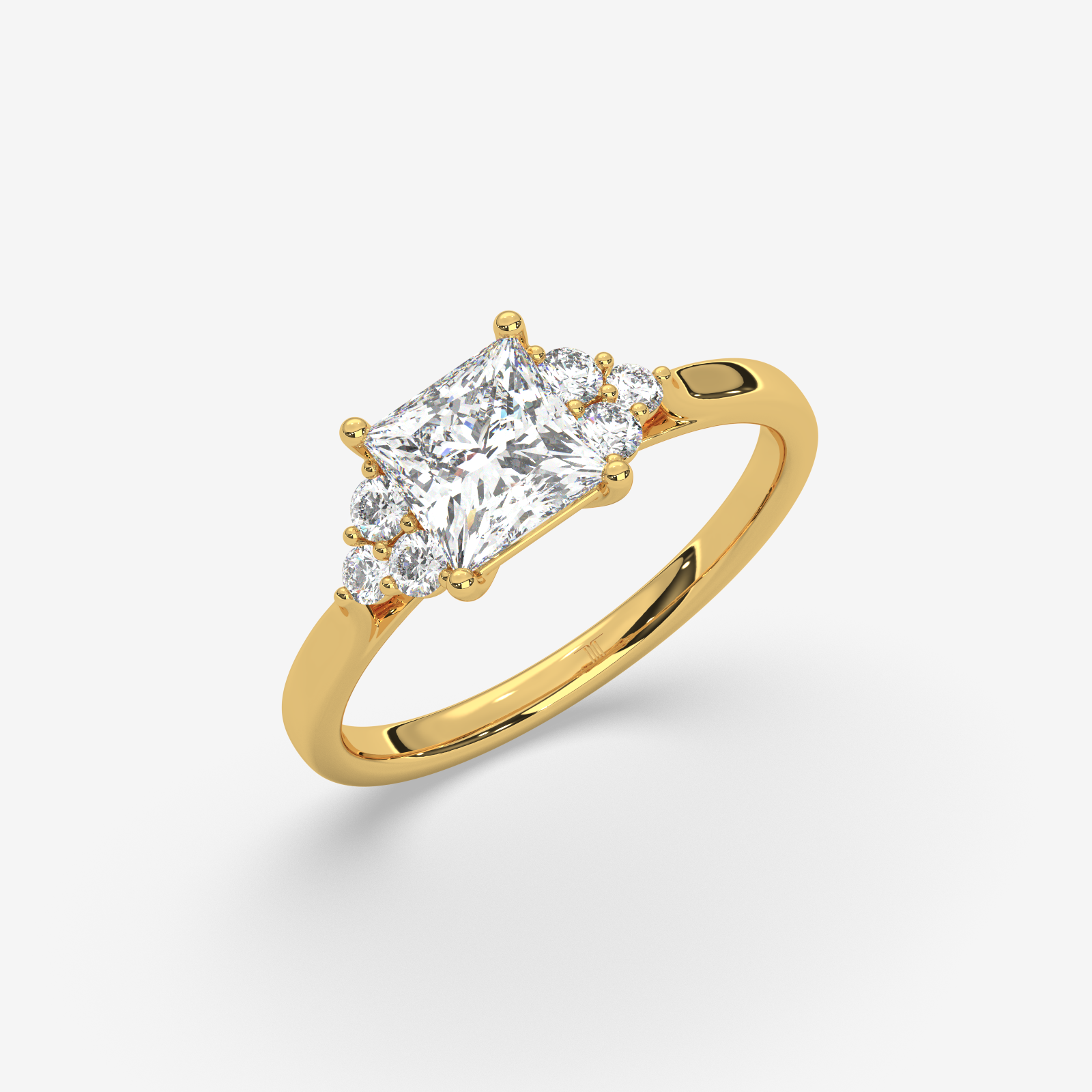 Princess Cut Trefoil Diamond Engagement Ring in Solid Gold