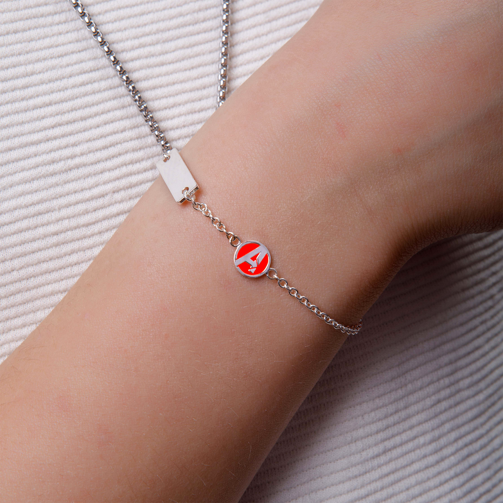 Avengers "A" logo Kids Bracelet with ID Plate – 925 Sterling Silver